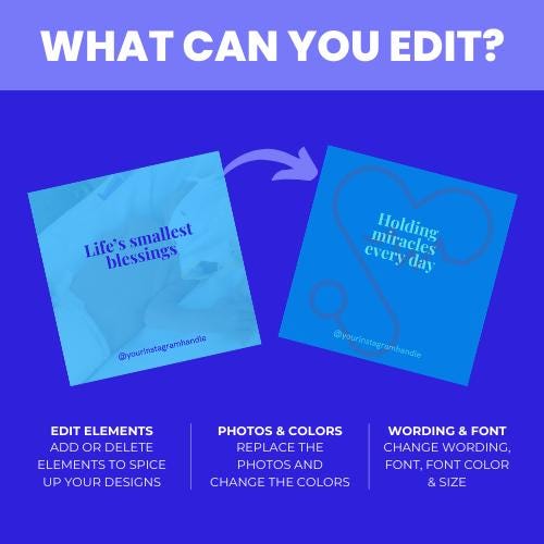 NICU Nurse Quote Templates: Inspirational Sayings for Social Media (Canva Editable PDF)