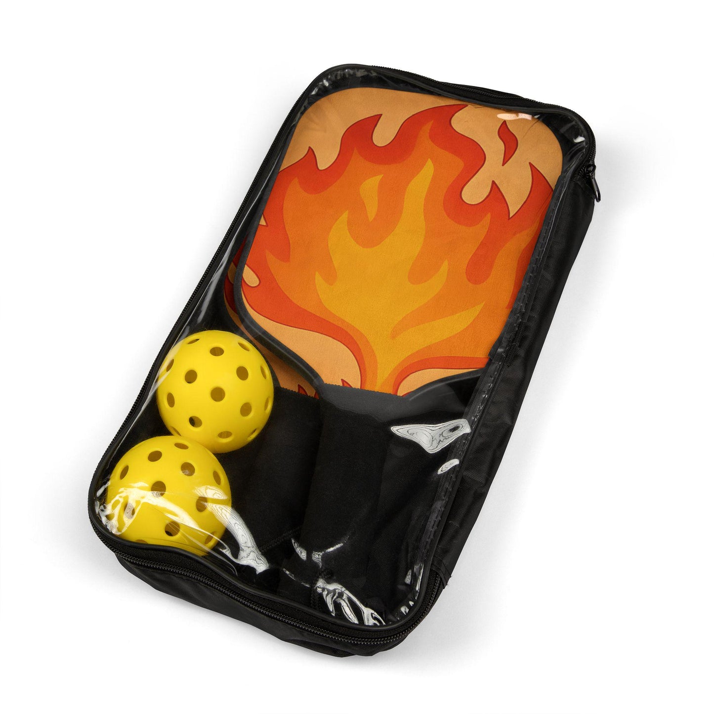 Flaming Paddle Pickleball Set: Wood Paddles, Carry Bag