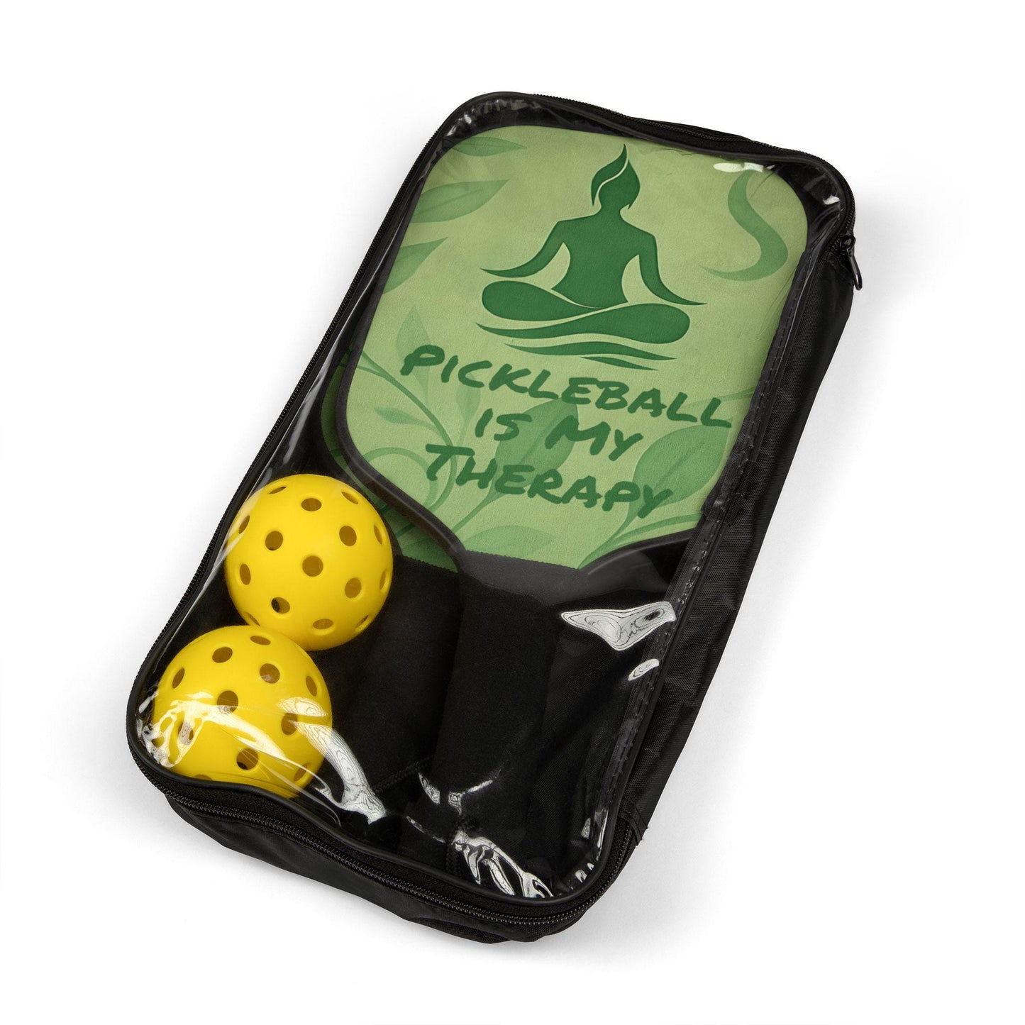 Pickleball Paddle Set: Wood Paddles, Carry Bag, Relaxation Theme