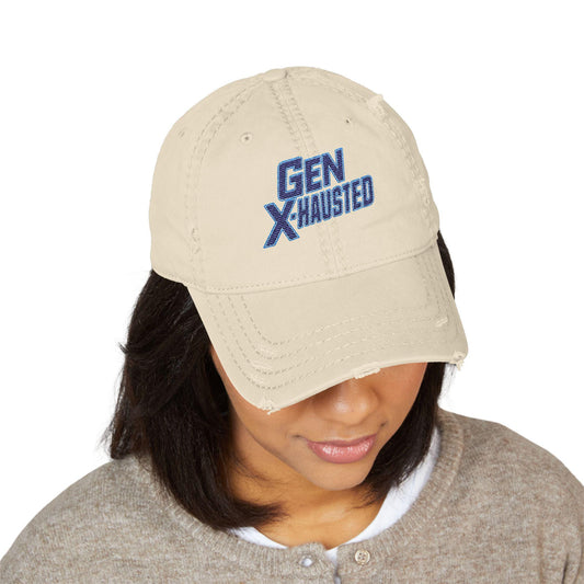 Gen X-Hausted Embroidered Dad Hat: Funny Gen X Apparel