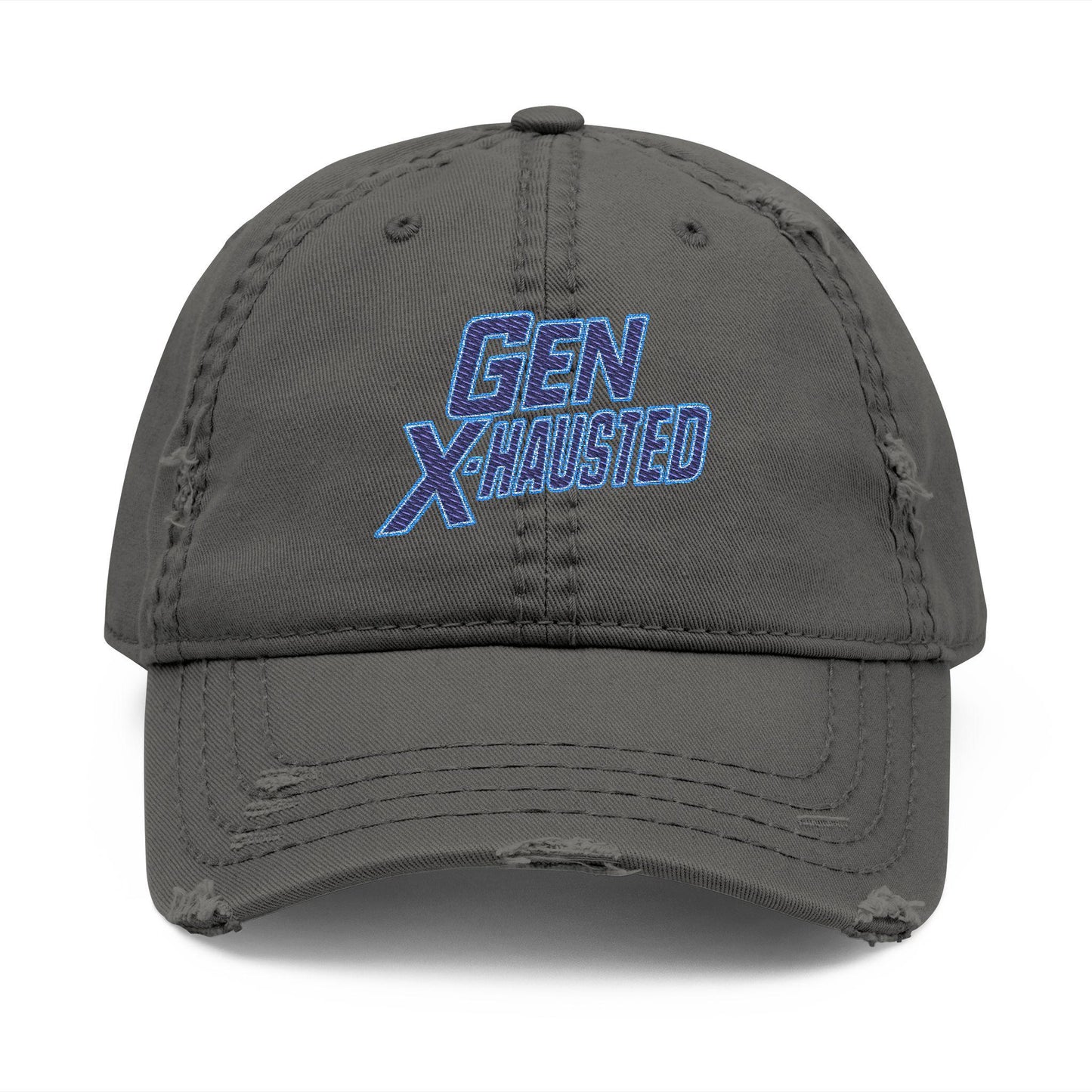 Gen X-Hausted Embroidered Dad Hat: Funny Gen X Apparel