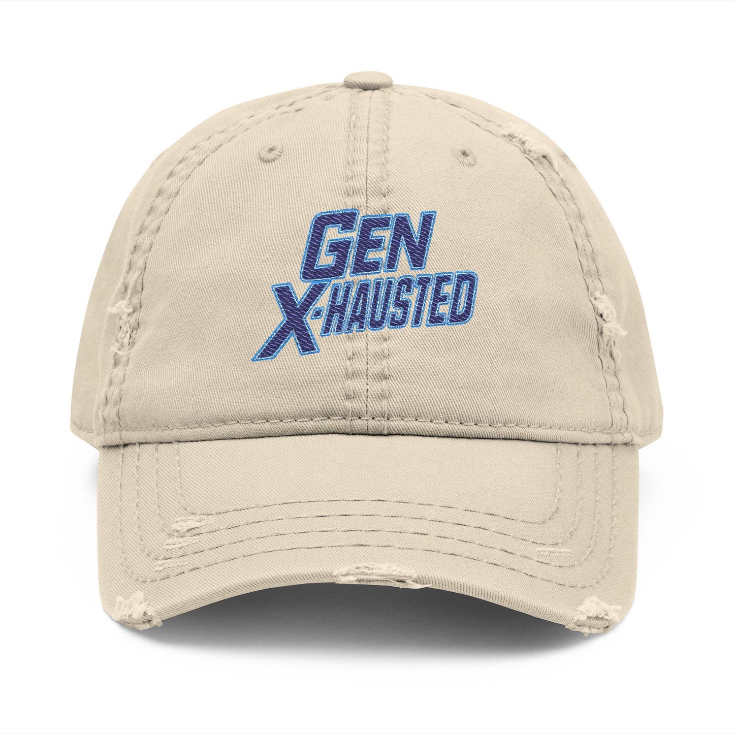 Gen X-Hausted Embroidered Dad Hat: Funny Gen X Apparel
