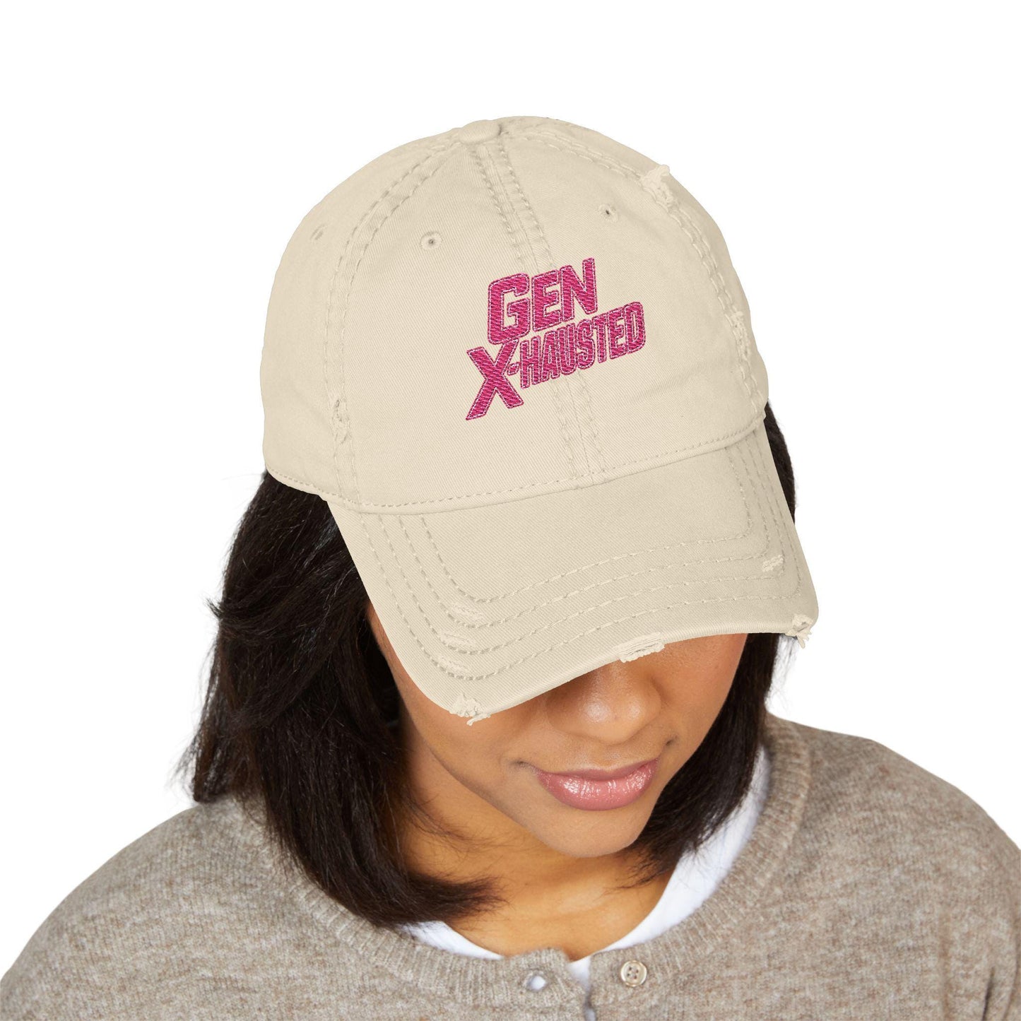 Gen X-Hausted Embroidered Dad Hat: Funny Gen X Apparel