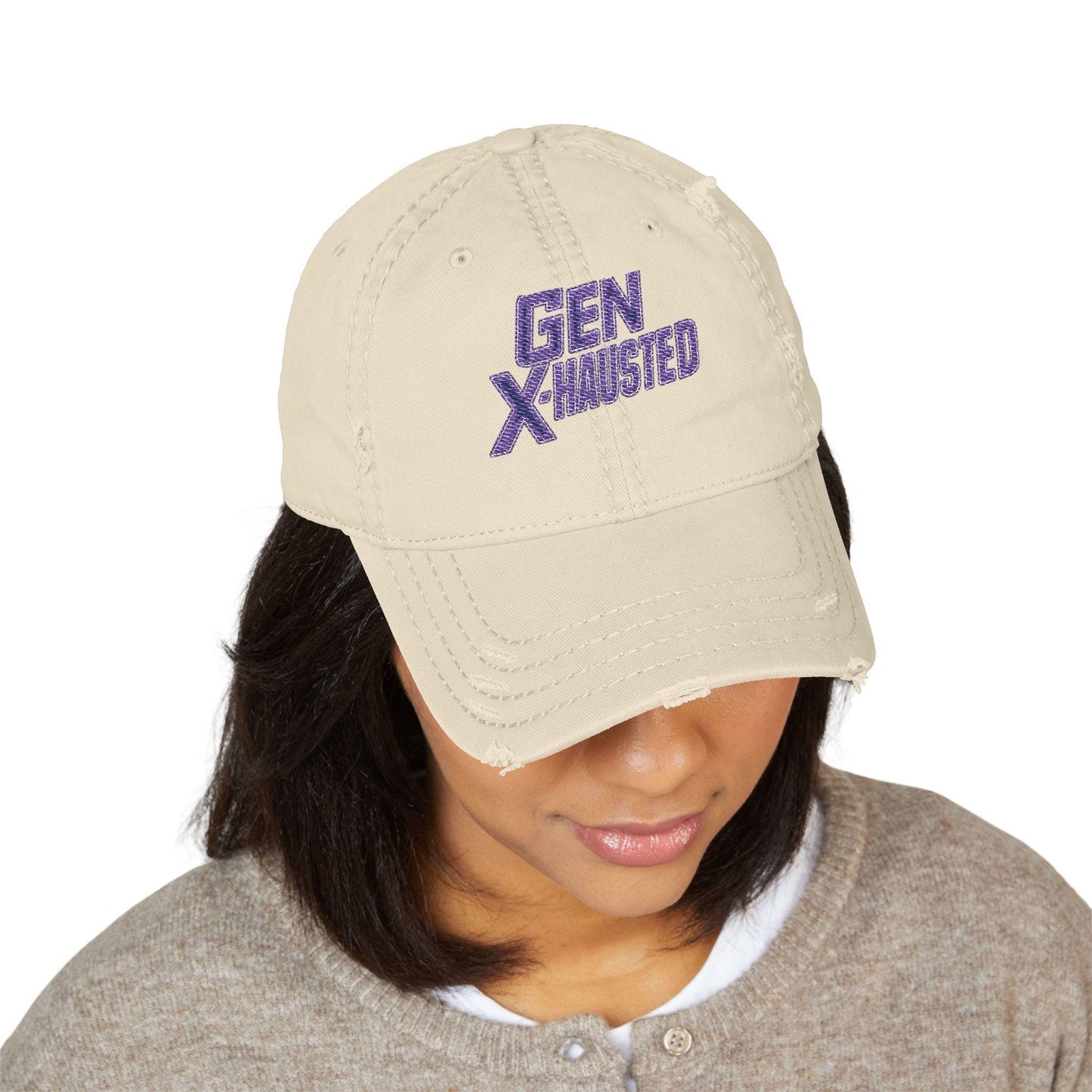 Gen X-Hausted Embroidered Dad Hat: Funny Gen X Apparel