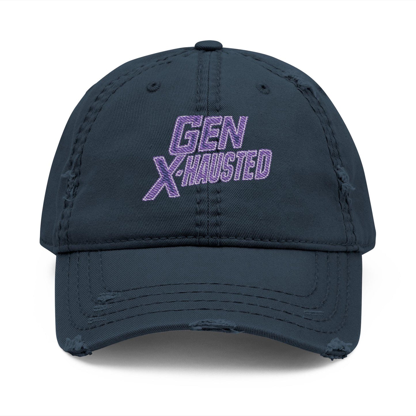 Gen X-Hausted Embroidered Dad Hat: Funny Gen X Apparel
