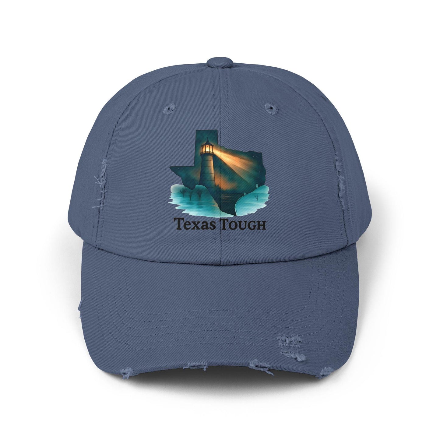 Texas Tough Lighthouse Distressed Cap: Vintage Baseball Hat