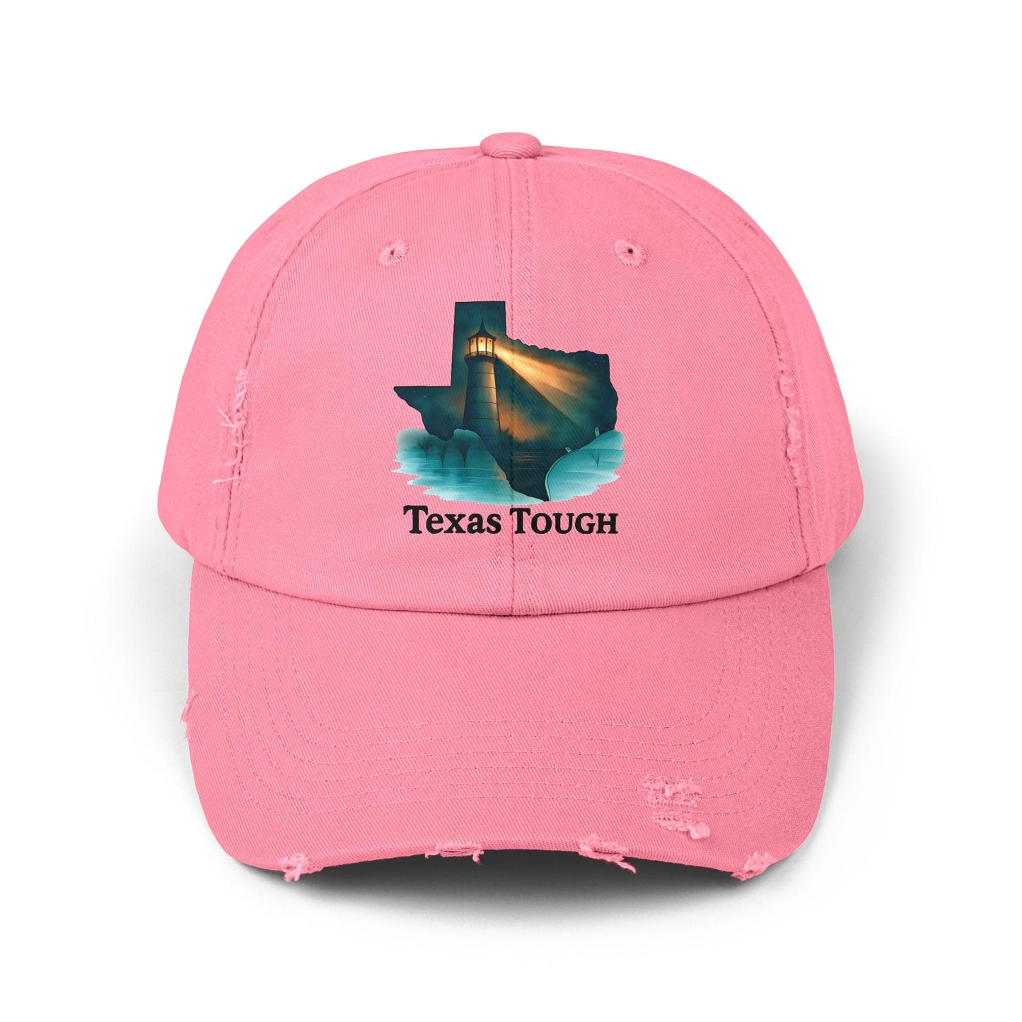 Texas Tough Lighthouse Distressed Cap: Vintage Baseball Hat