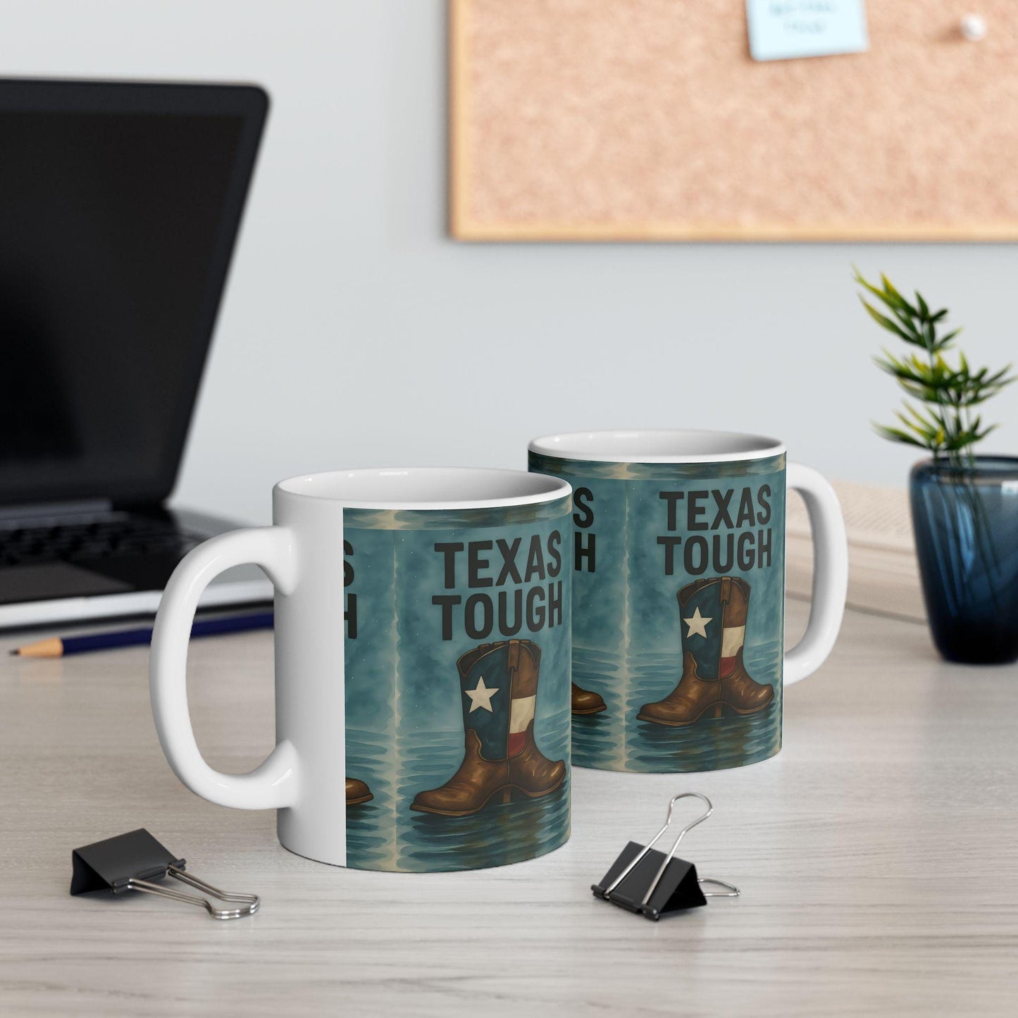 Texas Tough Ceramic Mug: Cowboy Boots Coffee Cup, Texas Pride Gift