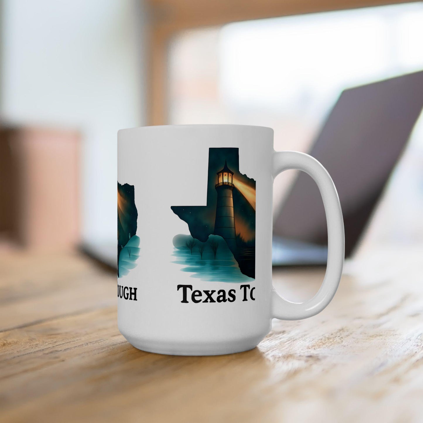 Texas Tough Ceramic Mug: Lighthouse Design, Resilience Gift