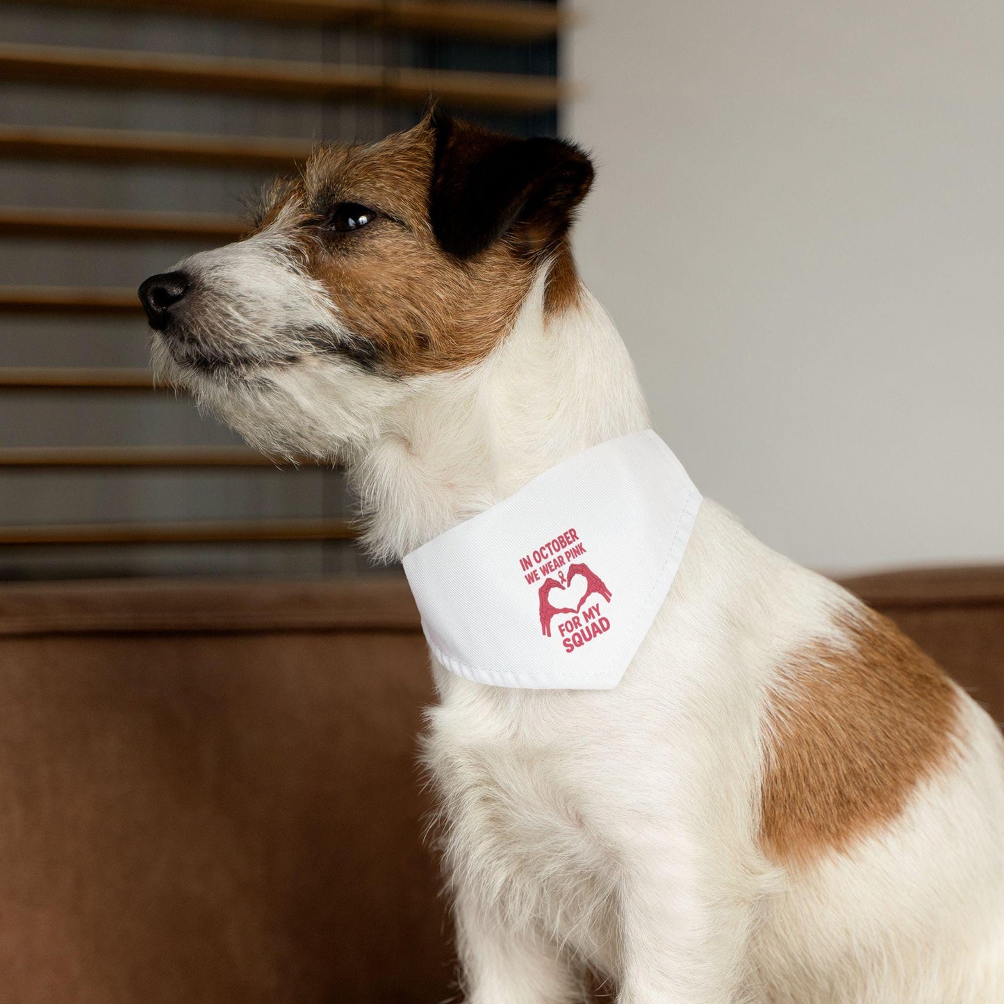 Breast Cancer Awareness Pet Bandana: Stylish Polyester Dog Collar