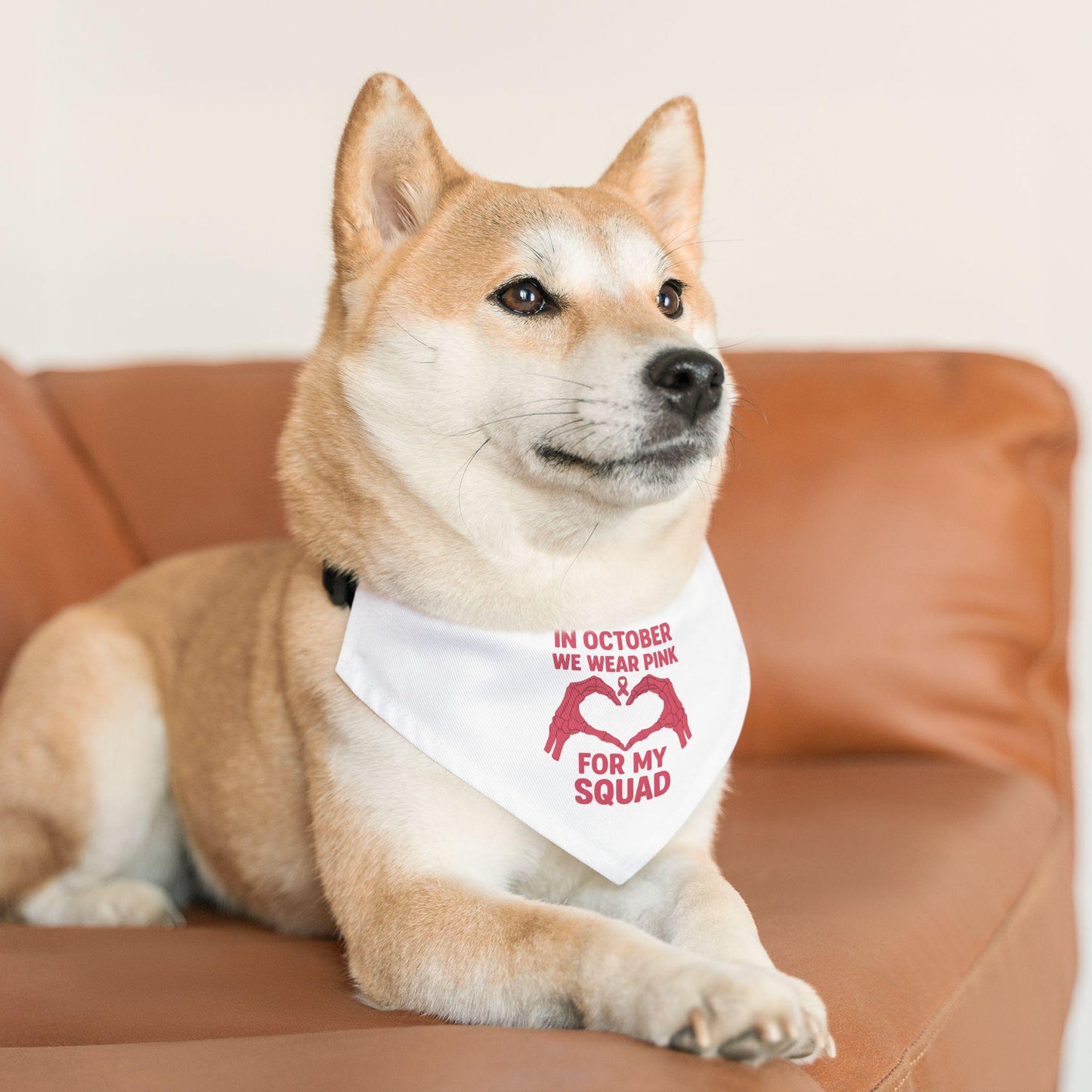Breast Cancer Awareness Pet Bandana: Stylish Polyester Dog Collar