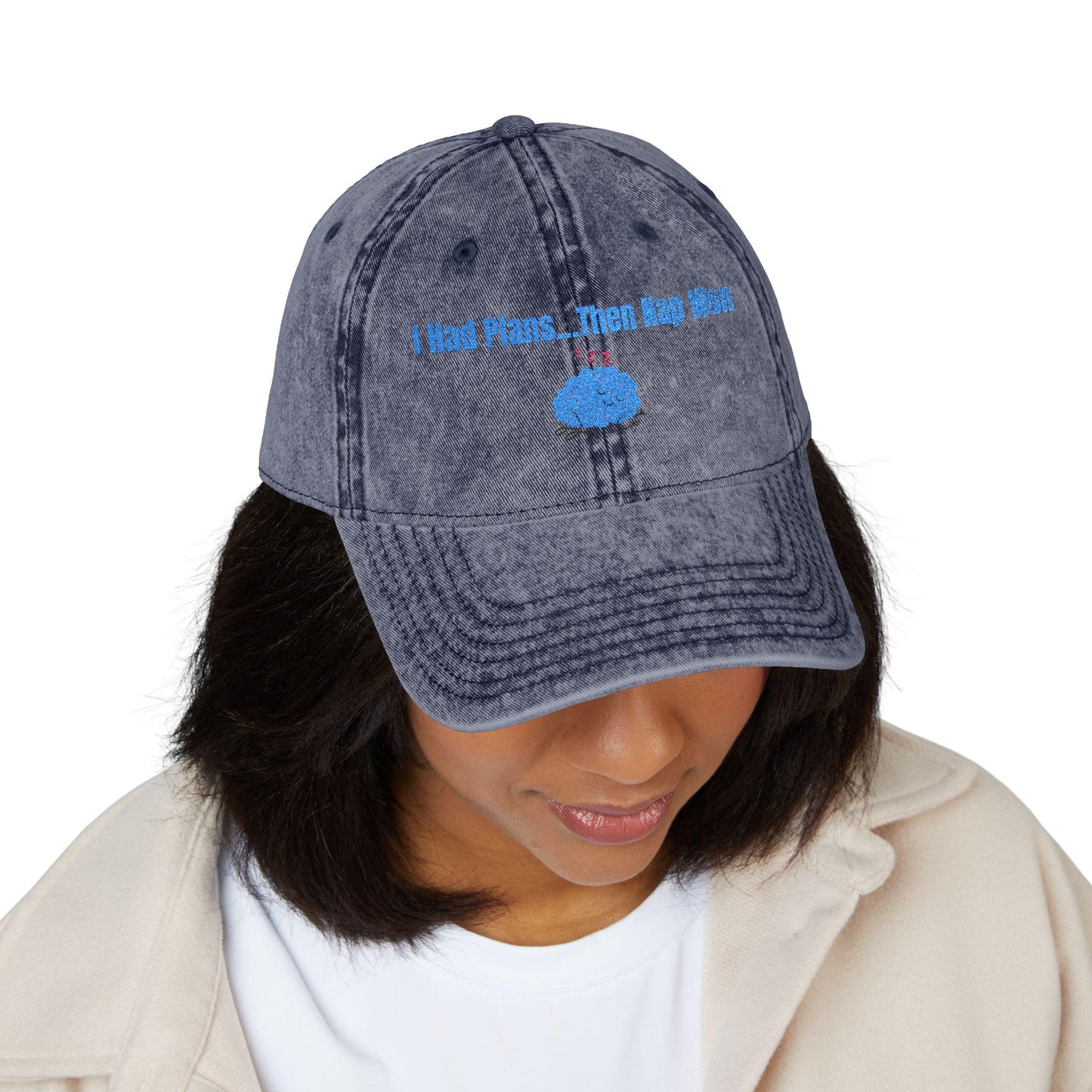 Embroidered Baseball Cap: I Had Plans and then Nap Won - Vintage Snapback