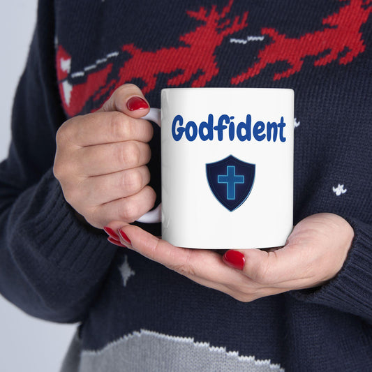 Godfident Christian Ceramic Mug: Inspirational Coffee Cup for Believers