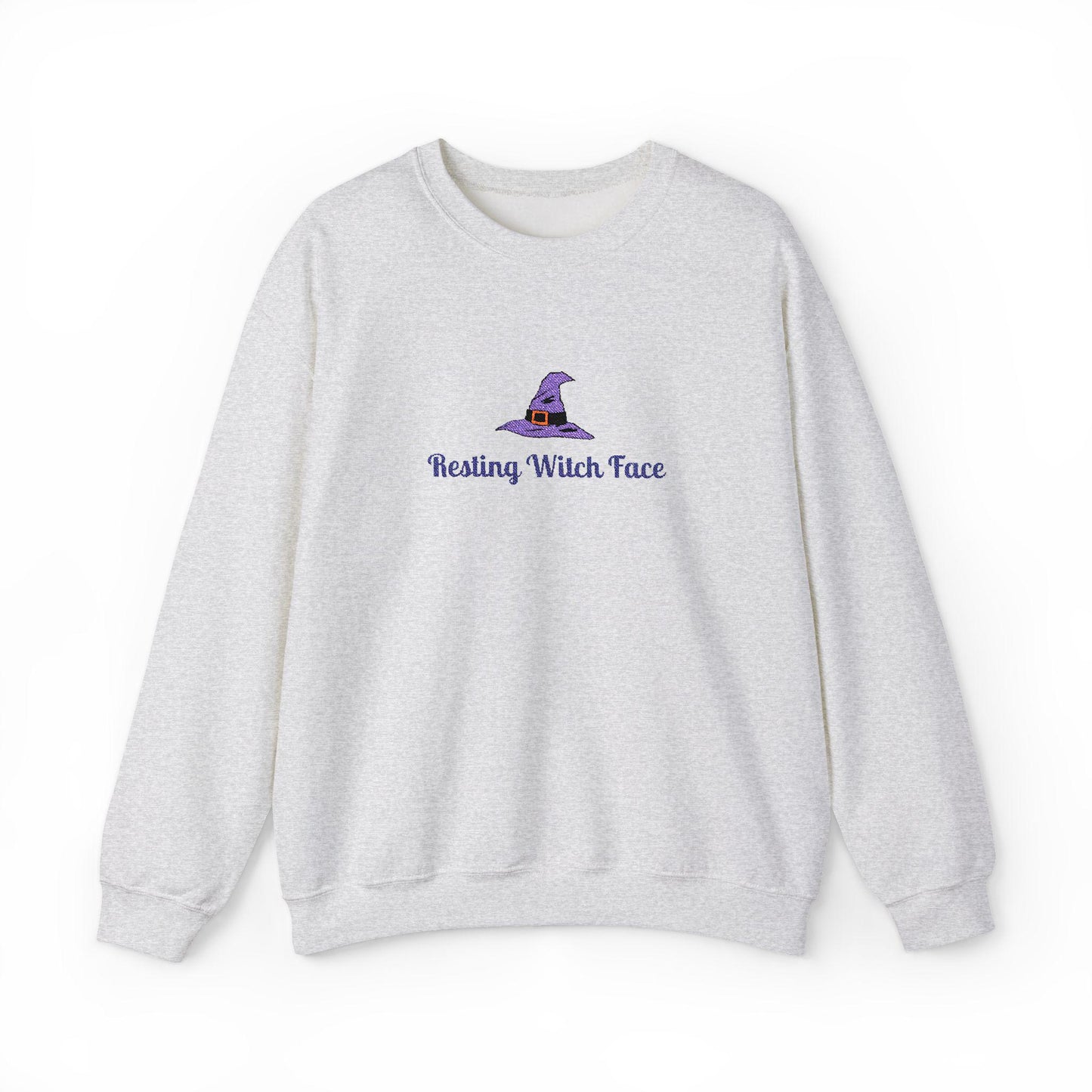 Resting Witch Face Embroidered Sweatshirt: Spooky Halloween Crewneck