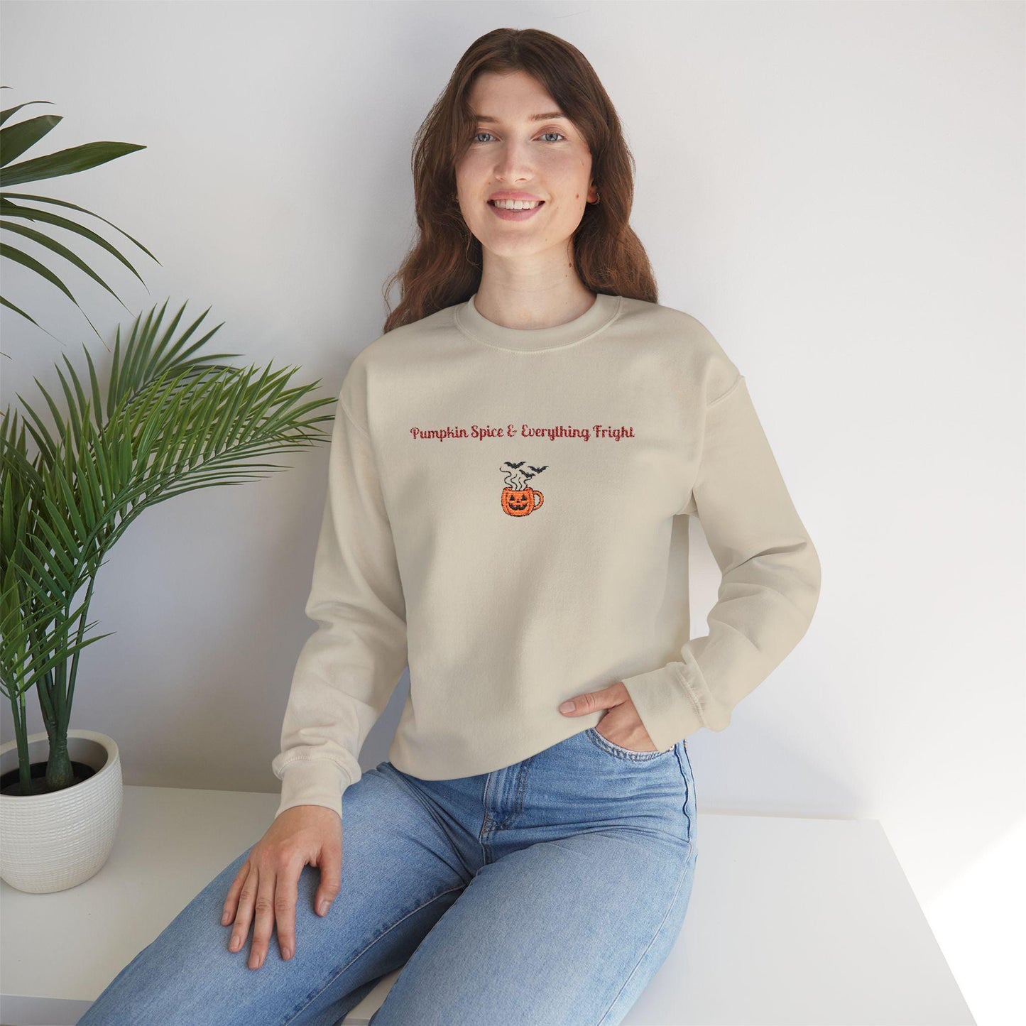 Embroidered Pumpkin Spice Sweatshirt: Cozy Unisex Fall Crewneck