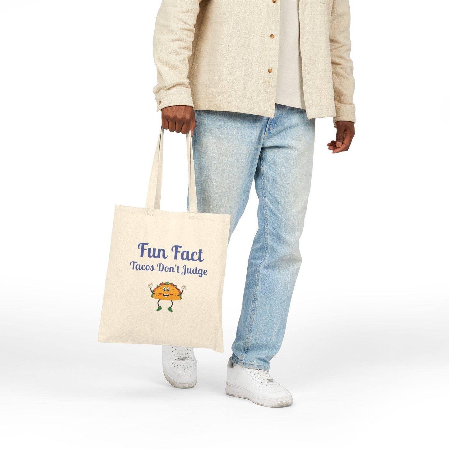 Fun Taco Fact Cotton Canvas Tote Bag: Humorous Grocery Bag