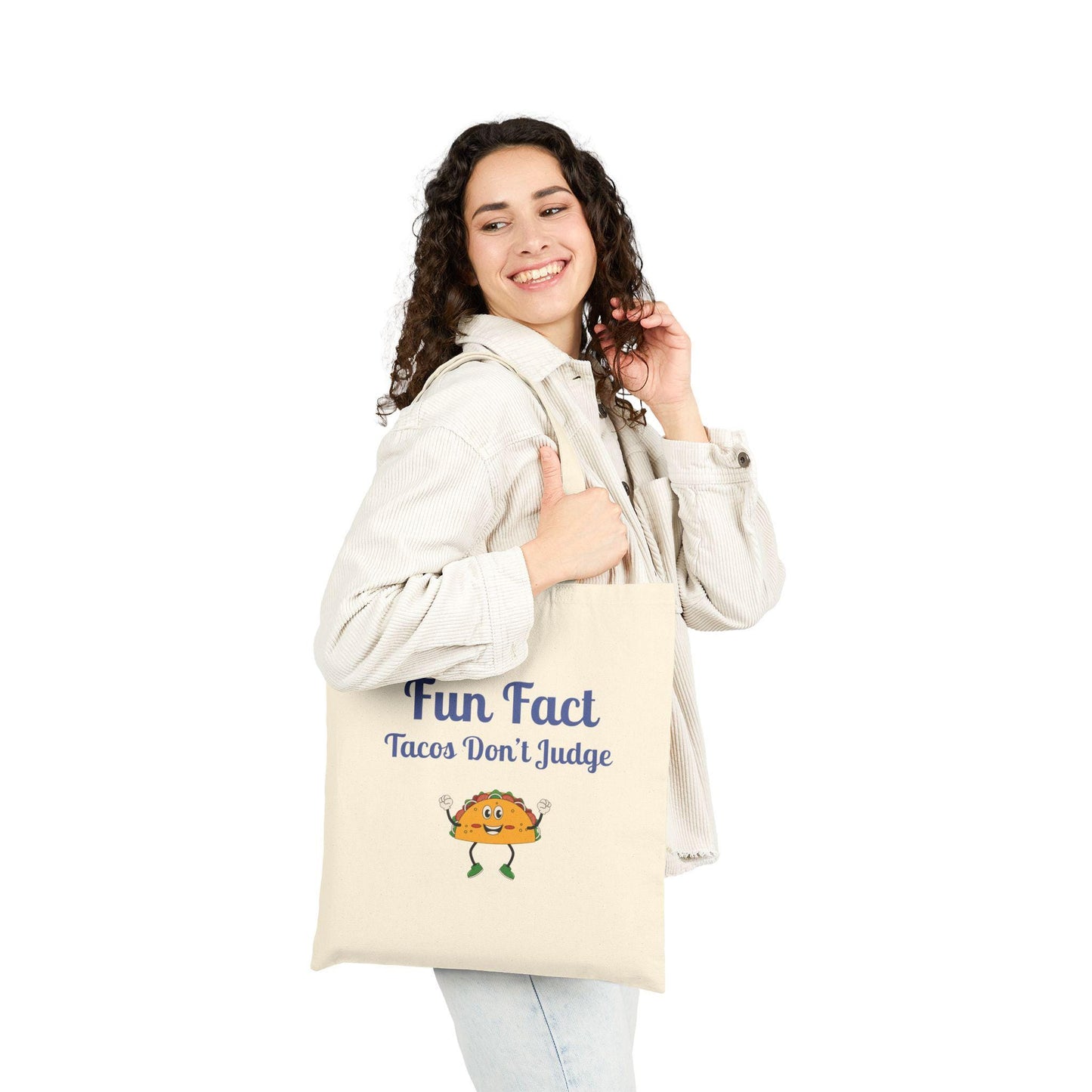 Fun Taco Fact Cotton Canvas Tote Bag: Humorous Grocery Bag