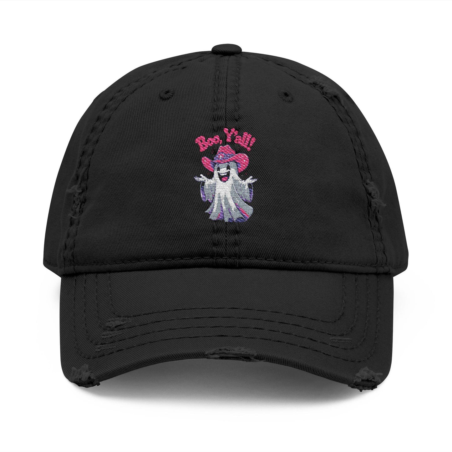 Embroidered "Boo Y'all" Distressed Dad Hat: Southern Halloween Baseball Cap