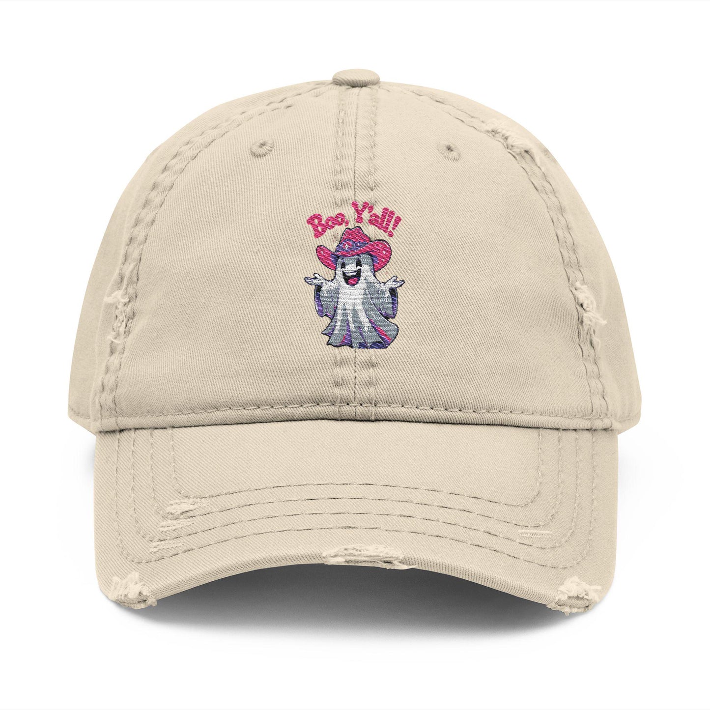 Embroidered "Boo Y'all" Distressed Dad Hat: Southern Halloween Baseball Cap