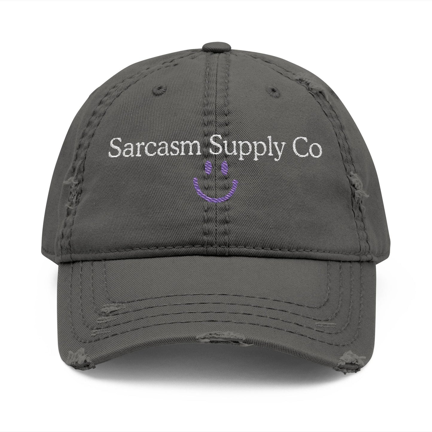 Distressed Cotton Dad Hat: Sarcasm Supply Co Embroidery