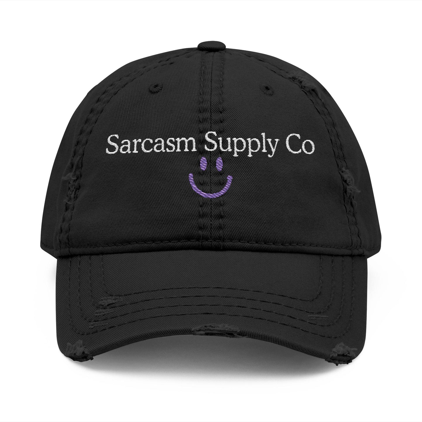 Distressed Cotton Dad Hat: Sarcasm Supply Co Embroidery