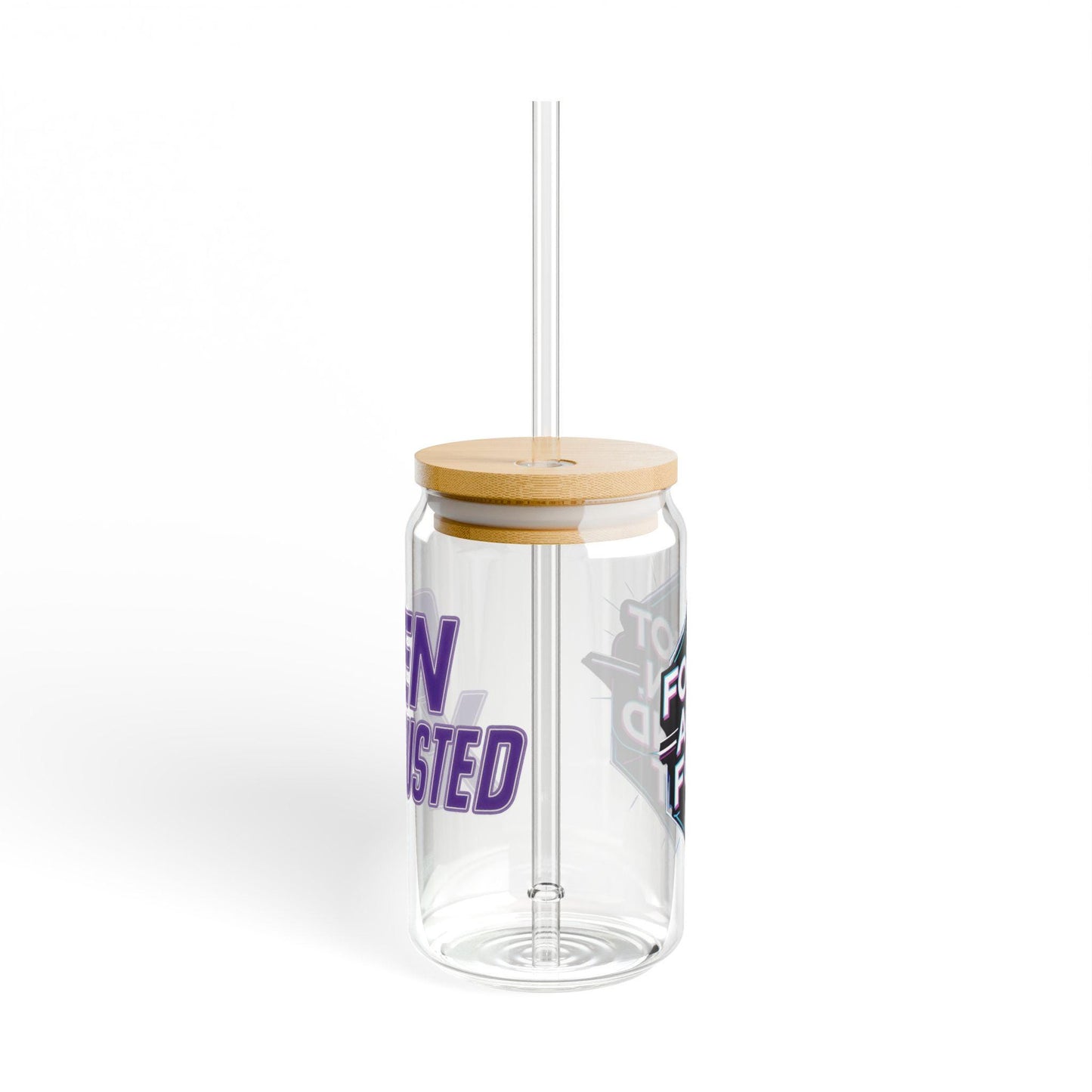 Gen X-Hausted Sipper Glass: 16oz Tempered Glass with Bamboo Lid