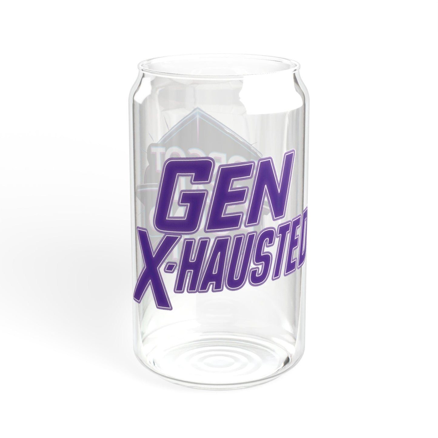 Gen X-Hausted Sipper Glass: 16oz Tempered Glass with Bamboo Lid