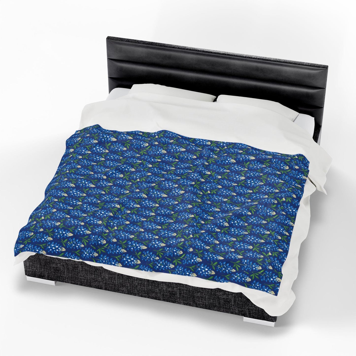 Texas Bluebonnet Velveteen Plush Blanket: Floral Home Decor Throw