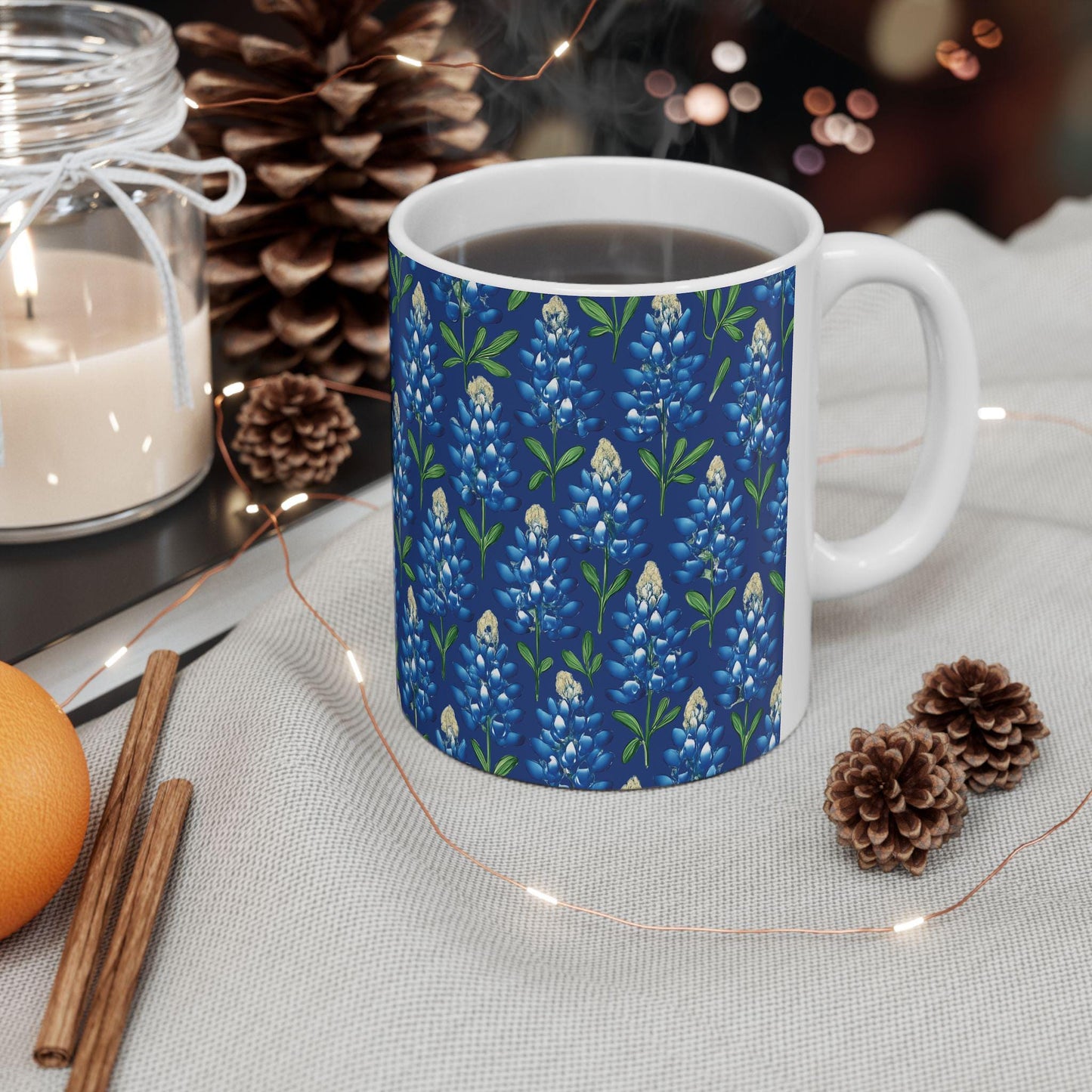 Texas Bluebonnet Ceramic Mug: Floral Coffee Cup, Southwestern Drinkware