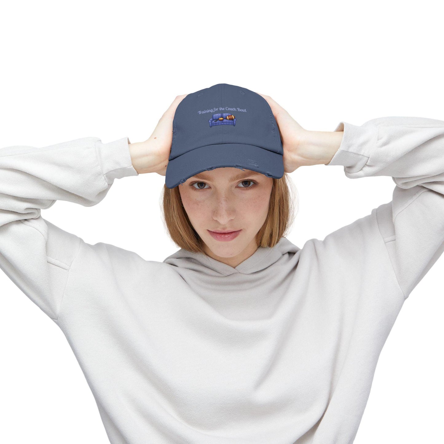 Distressed Cotton Twill Football Cap: Vintage Style Baseball Hat, Professional Spectator