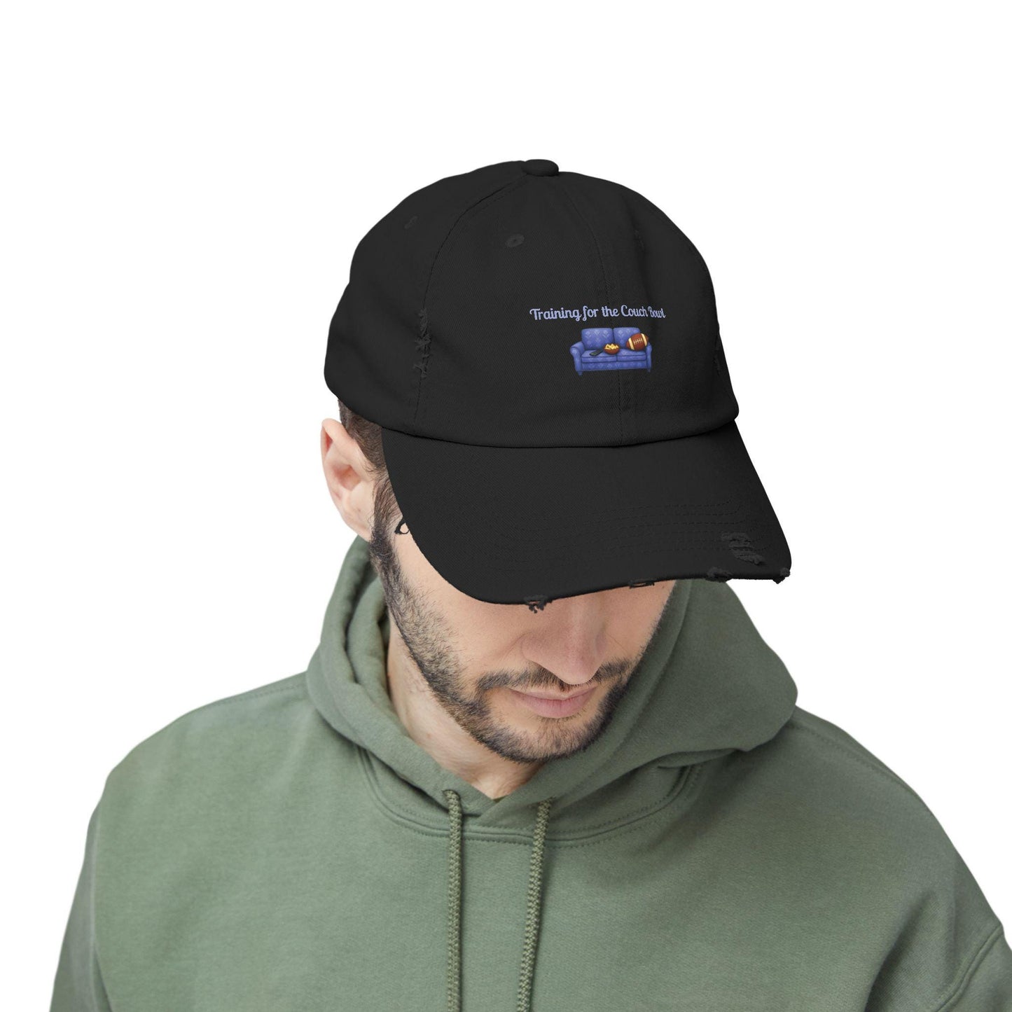 Distressed Cotton Twill Football Cap: Vintage Style Baseball Hat, Professional Spectator