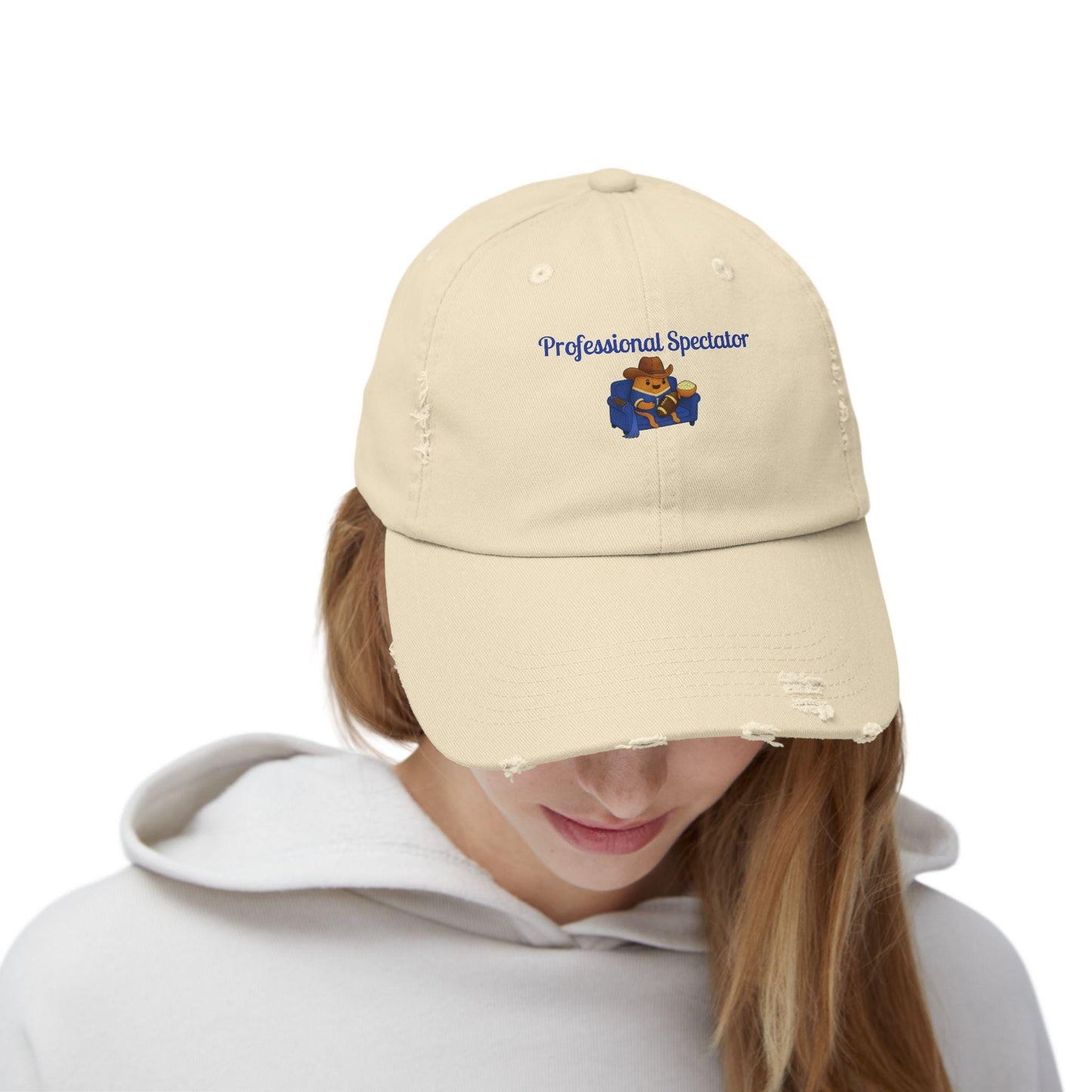 Distressed Cotton Twill Baseball Cap: Football Fan Game Day Hat