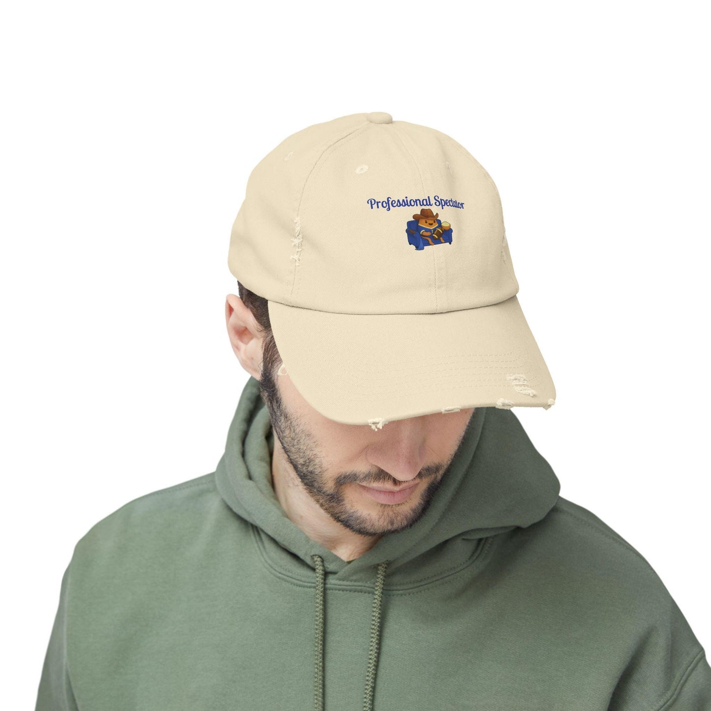 Distressed Cotton Twill Baseball Cap: Football Fan Game Day Hat