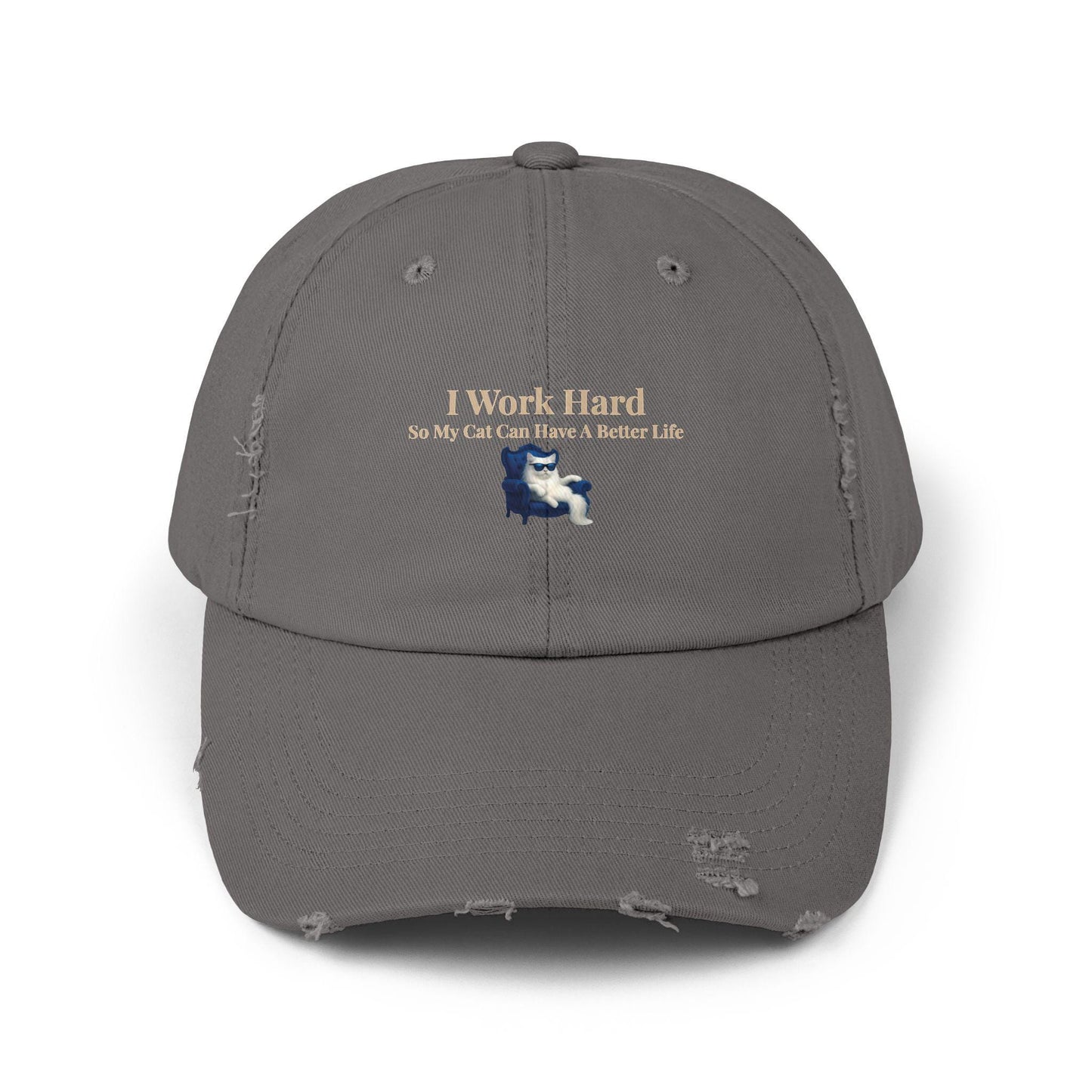 Distressed Cat Lover Cap: Unisex Cotton Twill Hat