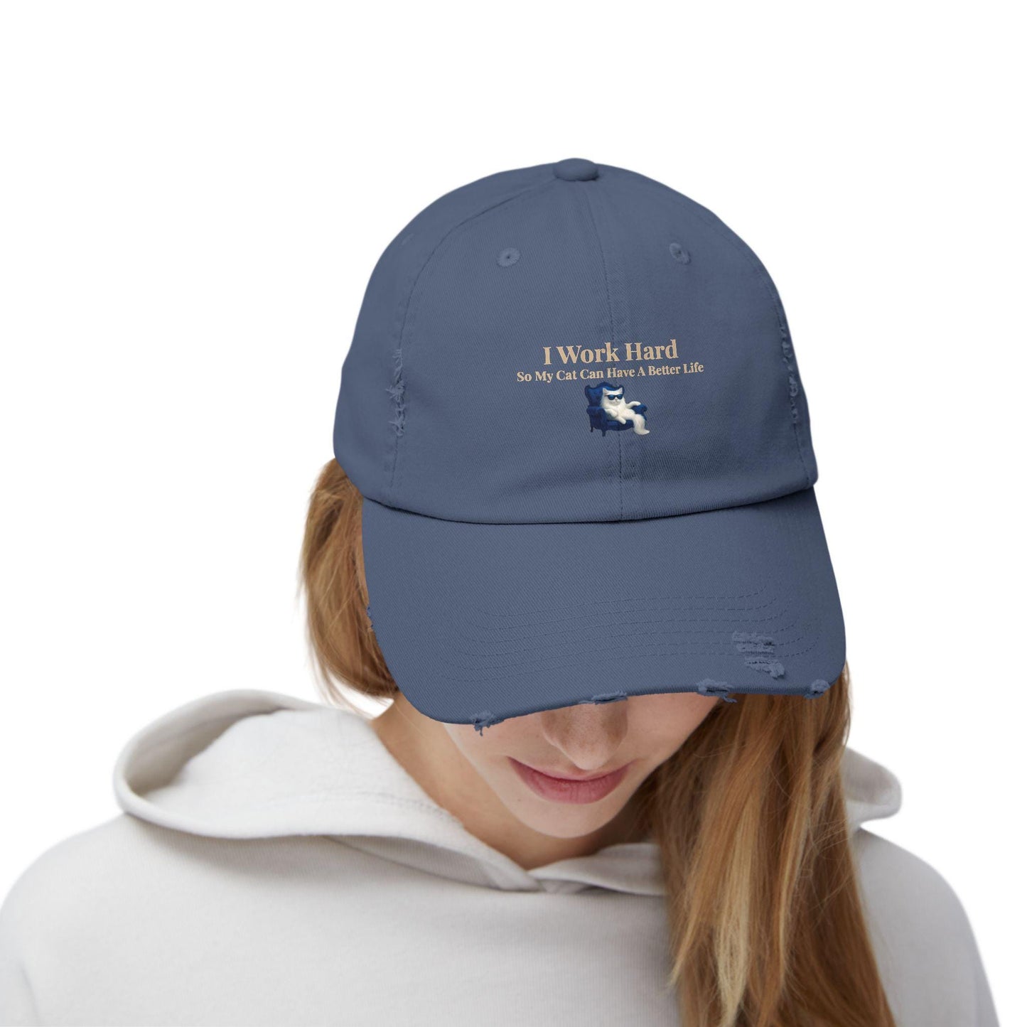 Distressed Cat Lover Cap: Unisex Cotton Twill Hat