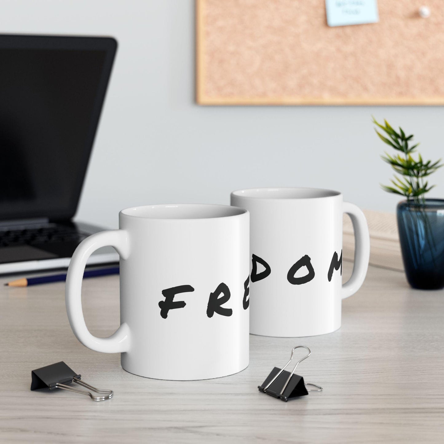Inspirational 'Freedom' Ceramic Coffee Mug: Unique Home Decor Gift