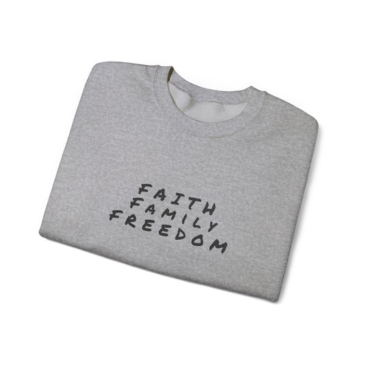 Faith Family Freedom Sweatshirt: Christian Religious Apparel