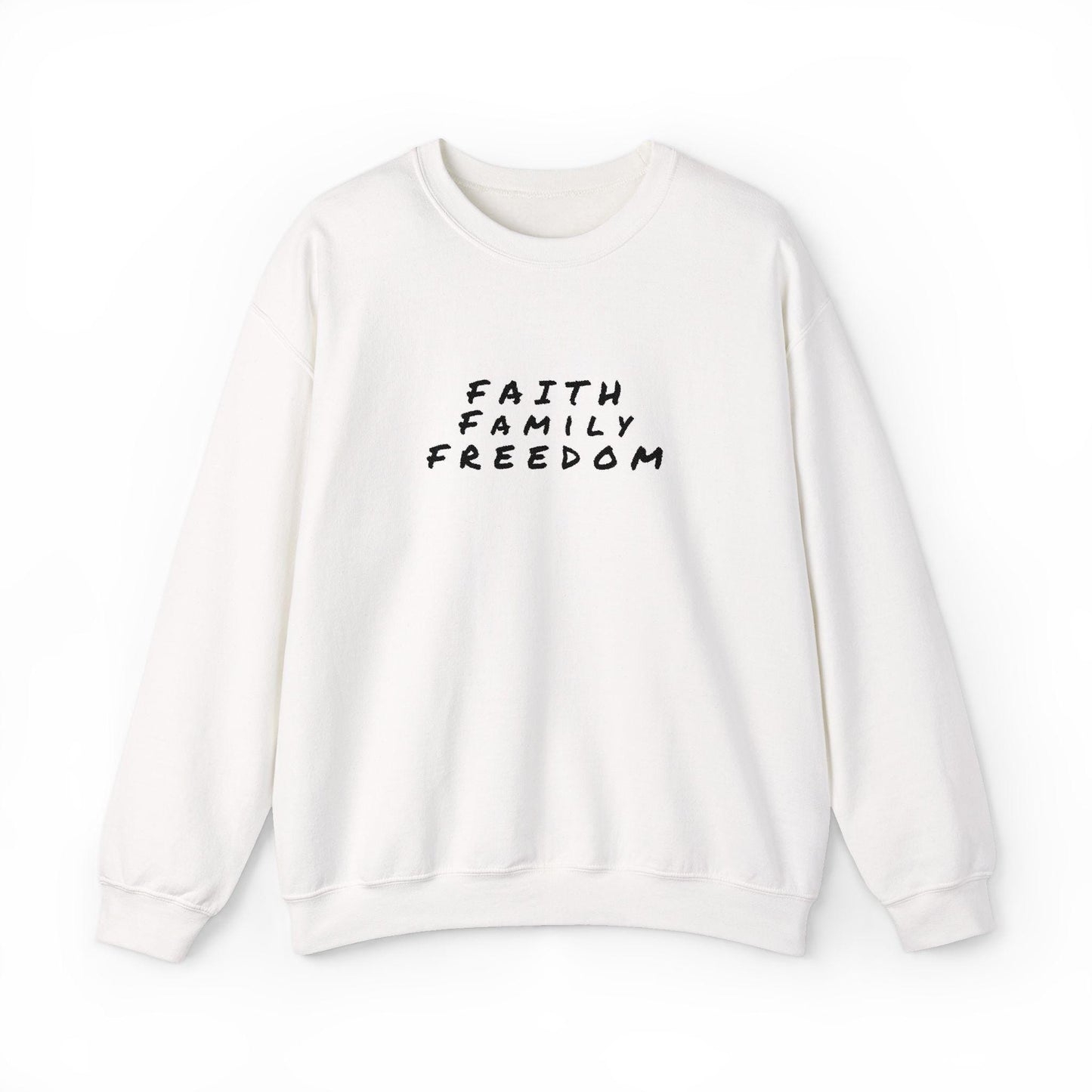 Faith Family Freedom Sweatshirt: Christian Religious Apparel