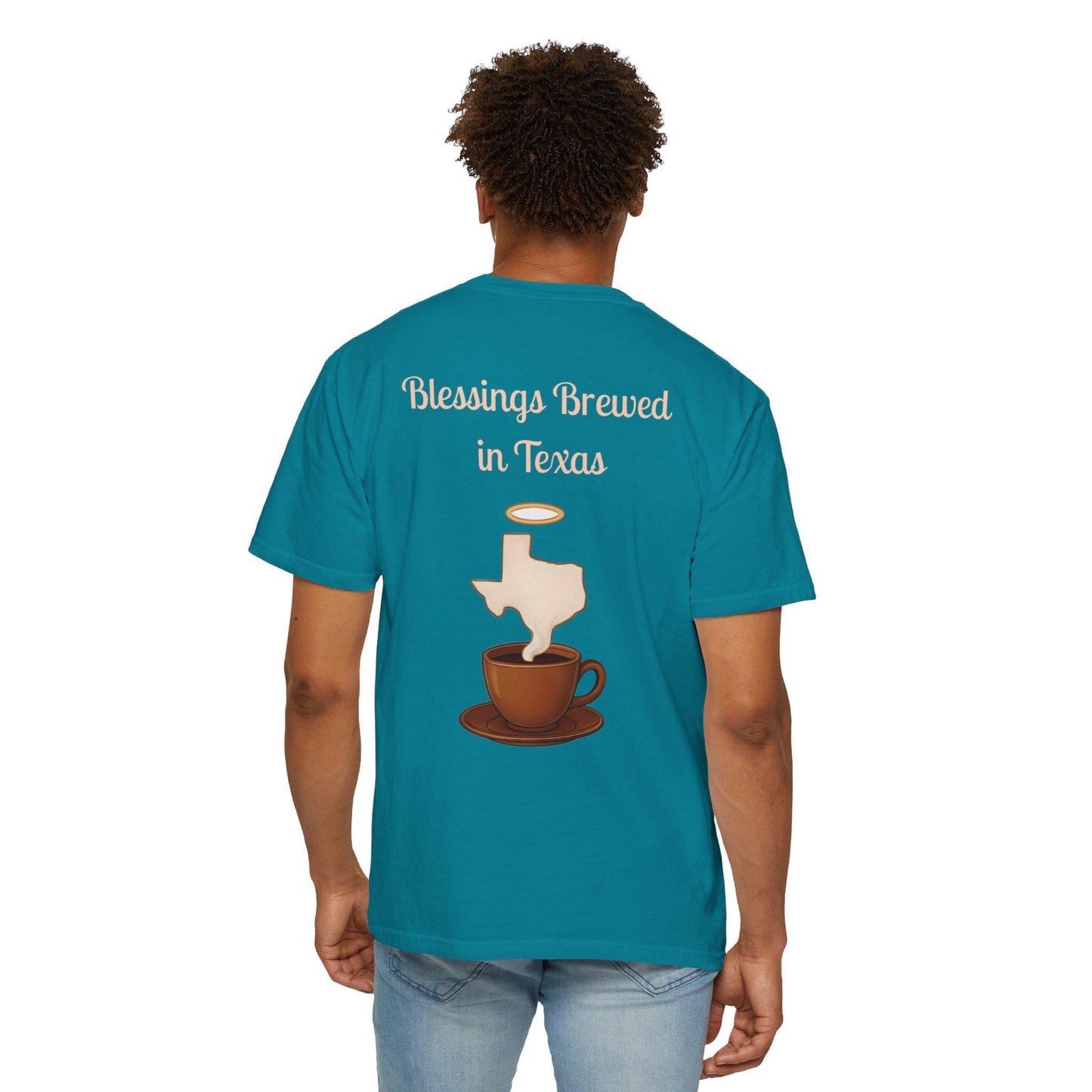 Blessings Brewed T-Shirt, Faith-Inspired Tee, Coffee Lover Gift, Texas Pride Apparel, Unisex Casual Wear