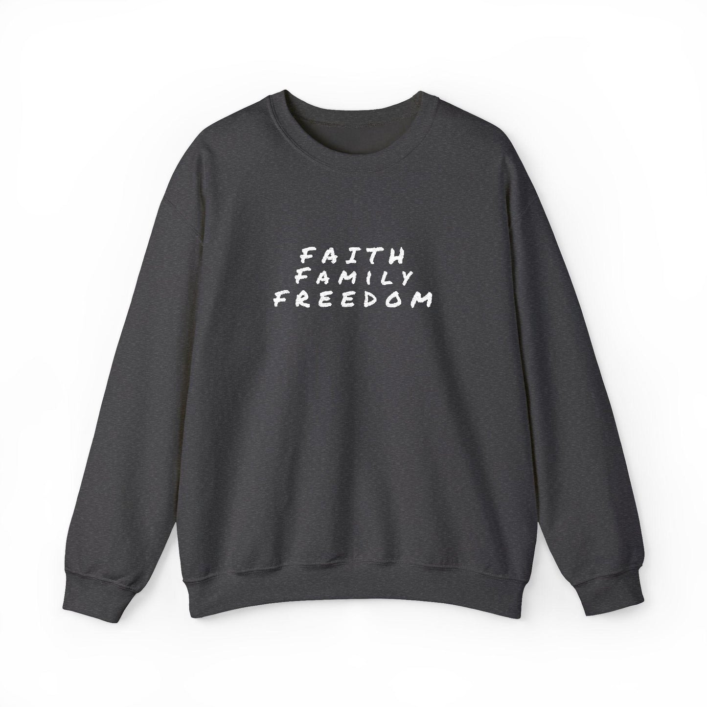 Faith Family Freedom Sweatshirt: Christian Patriotic Crewneck
