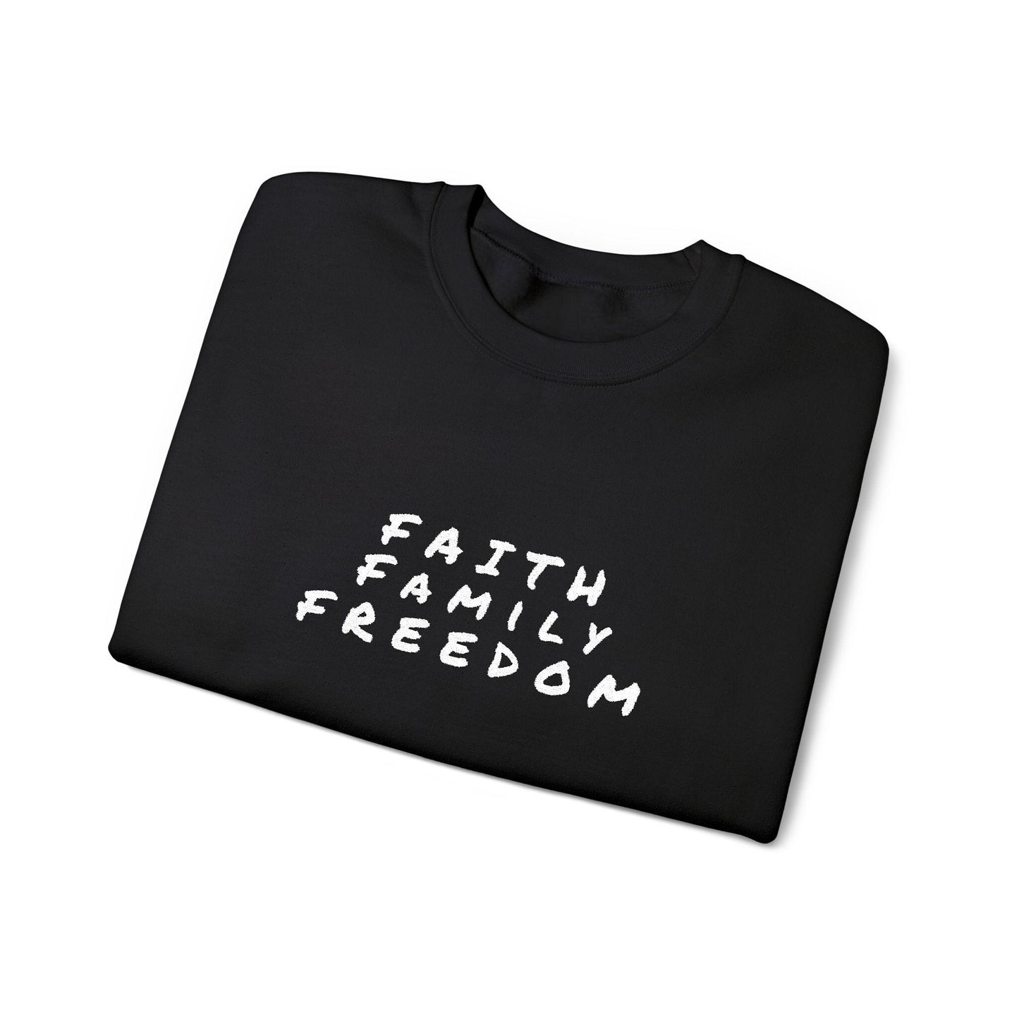 Faith Family Freedom Sweatshirt: Christian Patriotic Crewneck