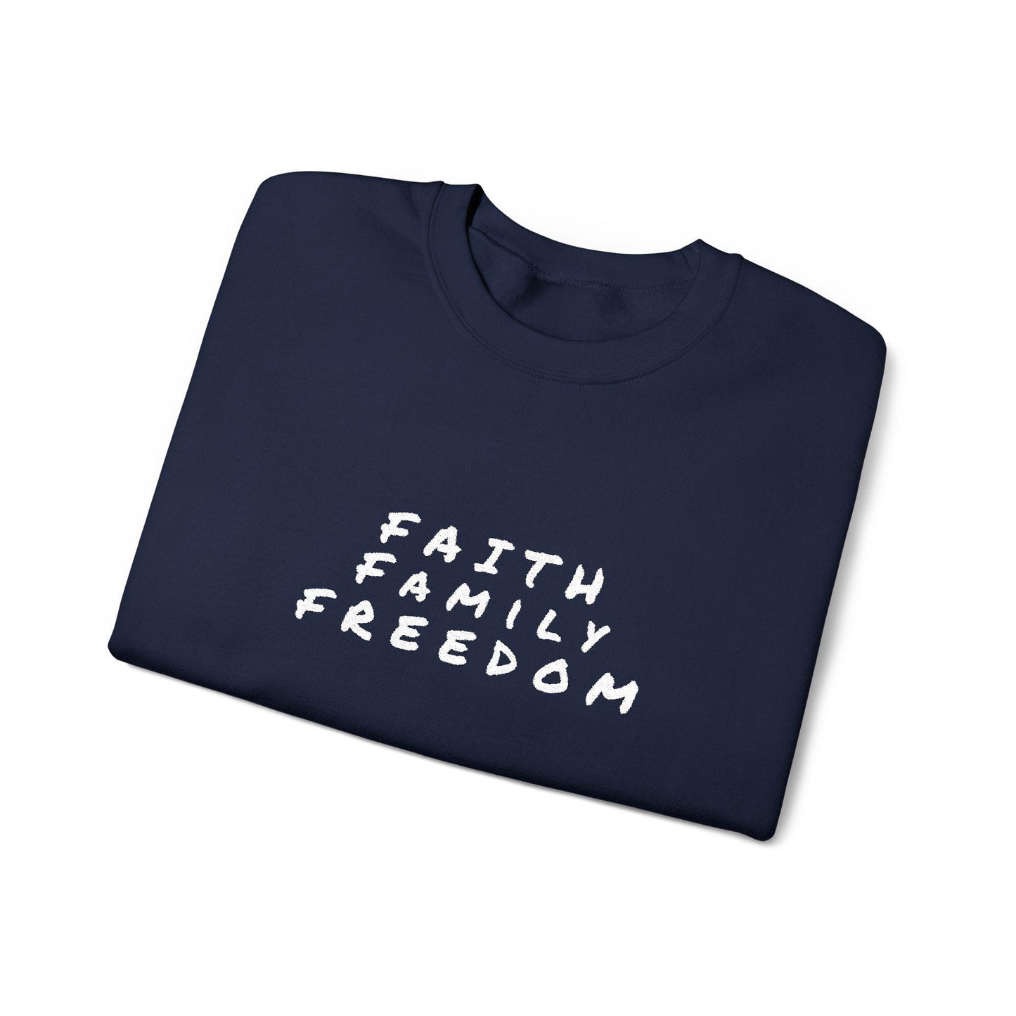 Faith Family Freedom Sweatshirt: Christian Patriotic Crewneck