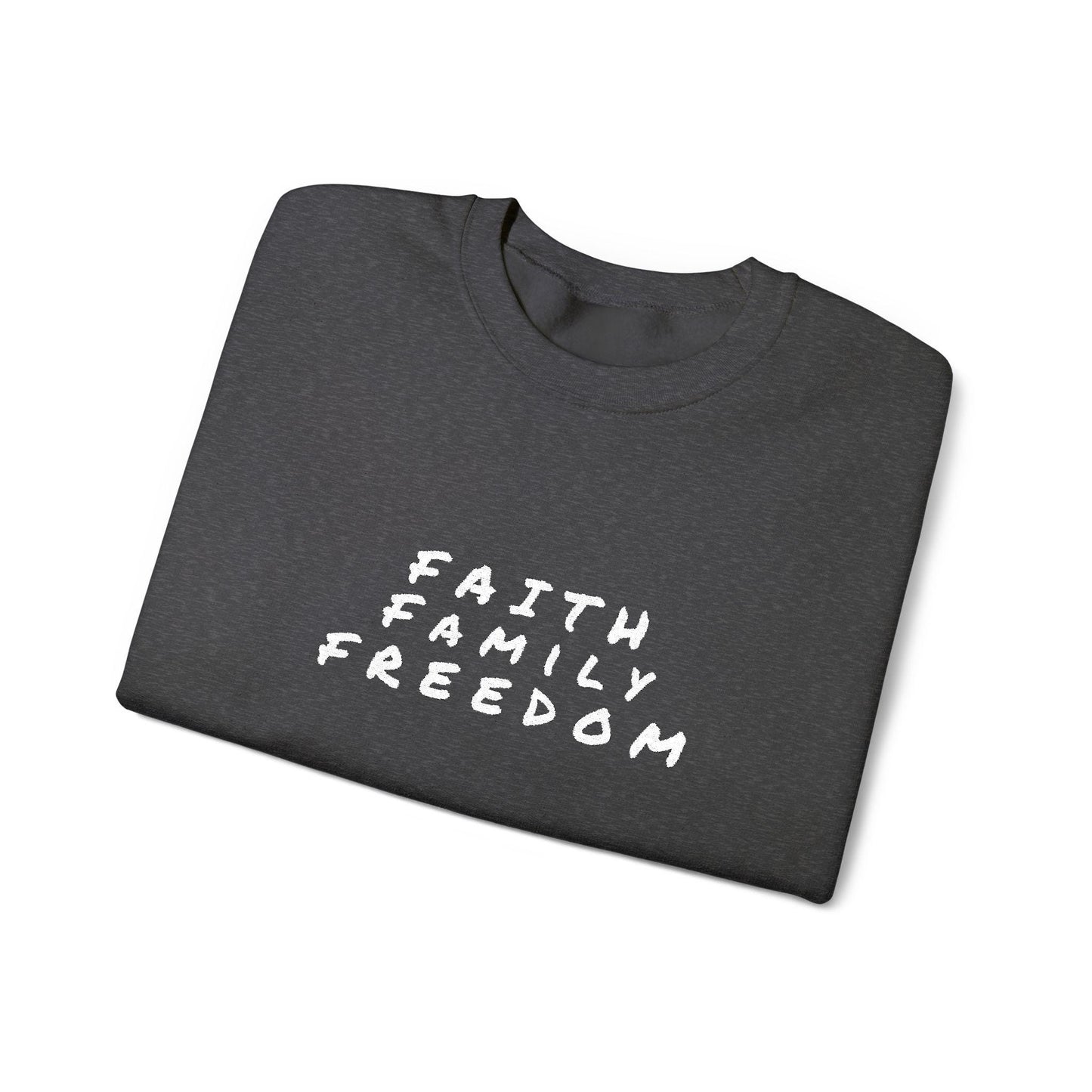 Faith Family Freedom Sweatshirt: Christian Patriotic Crewneck