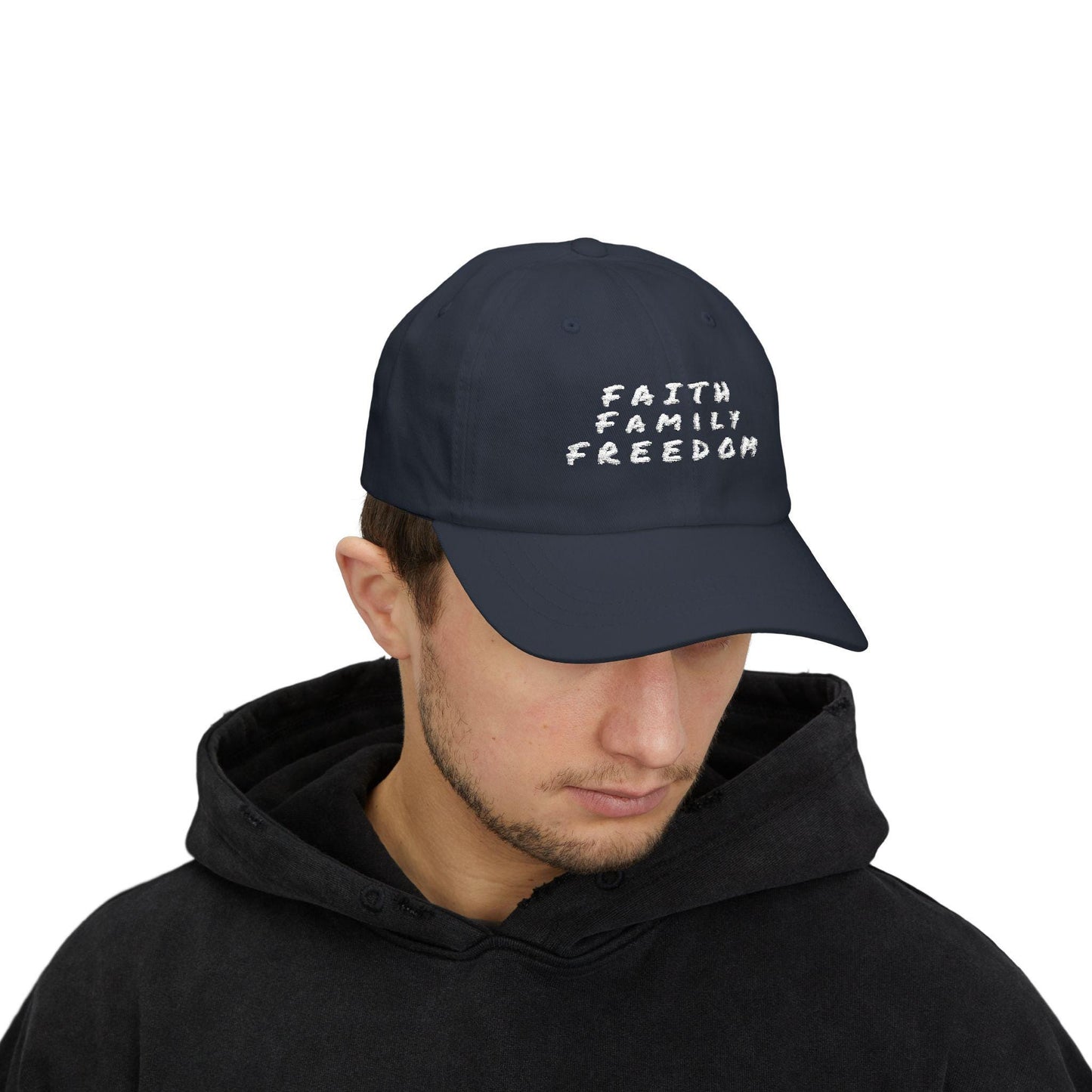Embroidered Dad Cap: Faith Family Freedom, Patriotic Baseball Hat