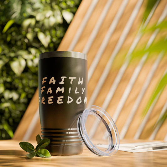 Faith, Family, Freedom Tumbler: 20oz Insulated Stainless Steel Travel Mug