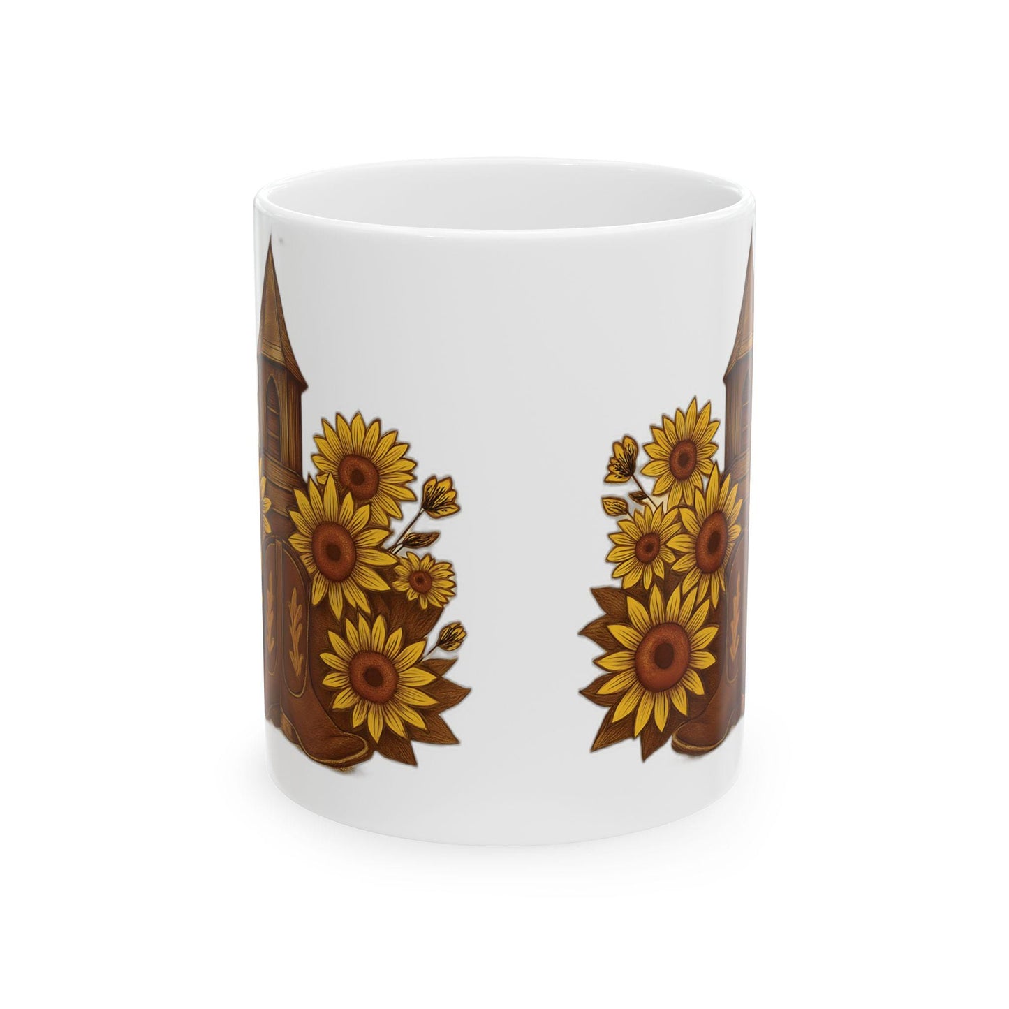 Rustic Sunflower Ceramic Mug: Charming Coffee & Tea Cup