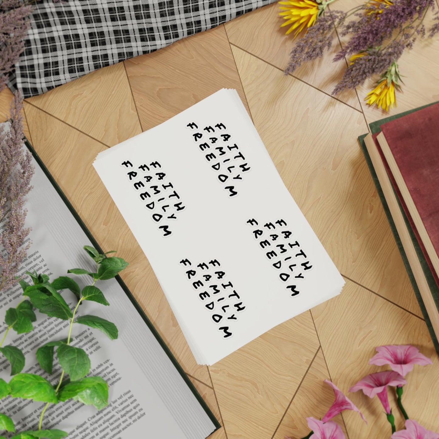 Faith Family Freedom Sticker Sheet Bundle - Inspirational Decals, Motivational Sticker Pack, Clear Vinyl Stickers