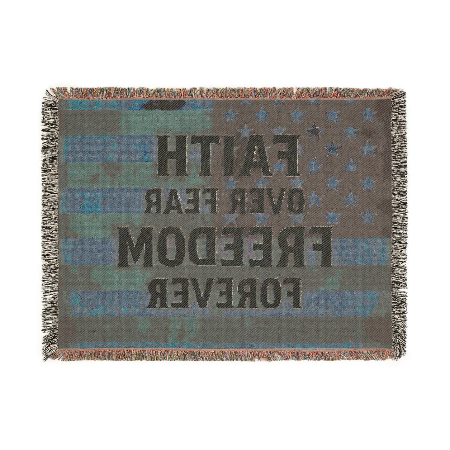 Faith Over Fear Woven Blanket: Inspirational Religious Gift