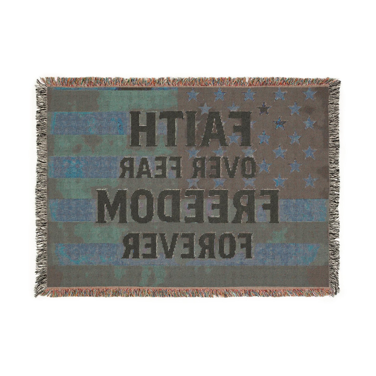 Faith Over Fear Woven Blanket: Inspirational Religious Gift