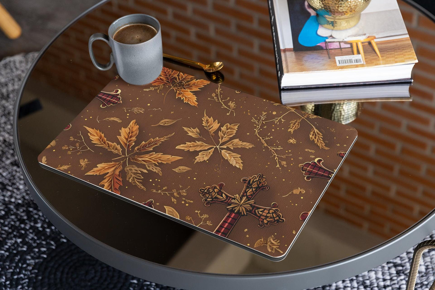 Autumn Floral Cross Stitch Placemat: Rustic Thanksgiving Table Decor